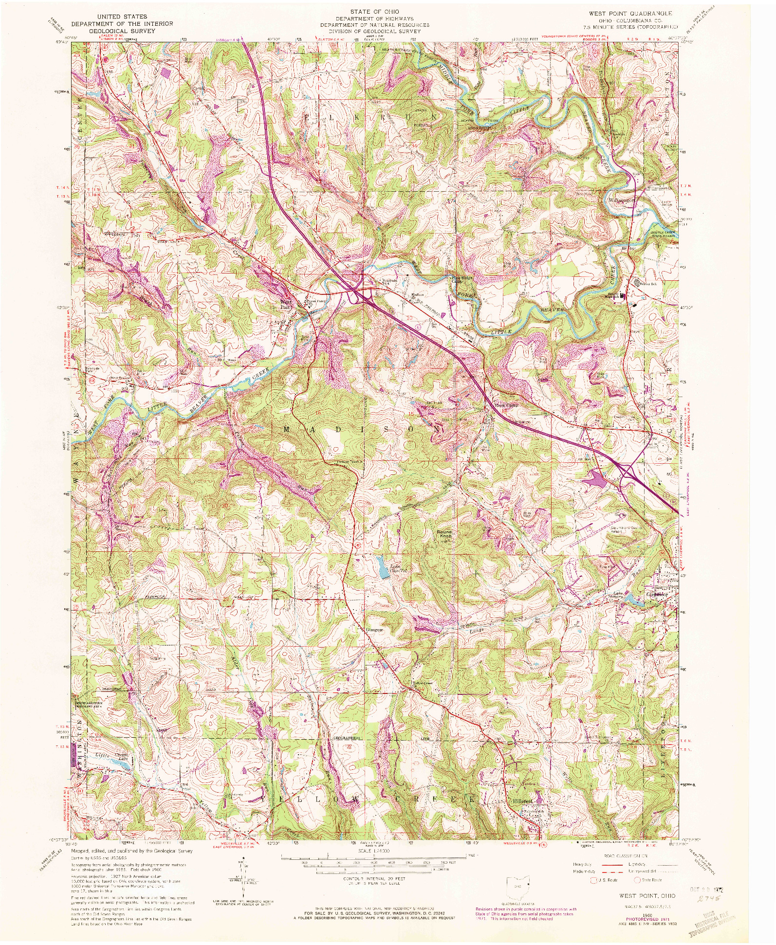 USGS 1:24000-SCALE QUADRANGLE FOR WEST POINT, OH 1960