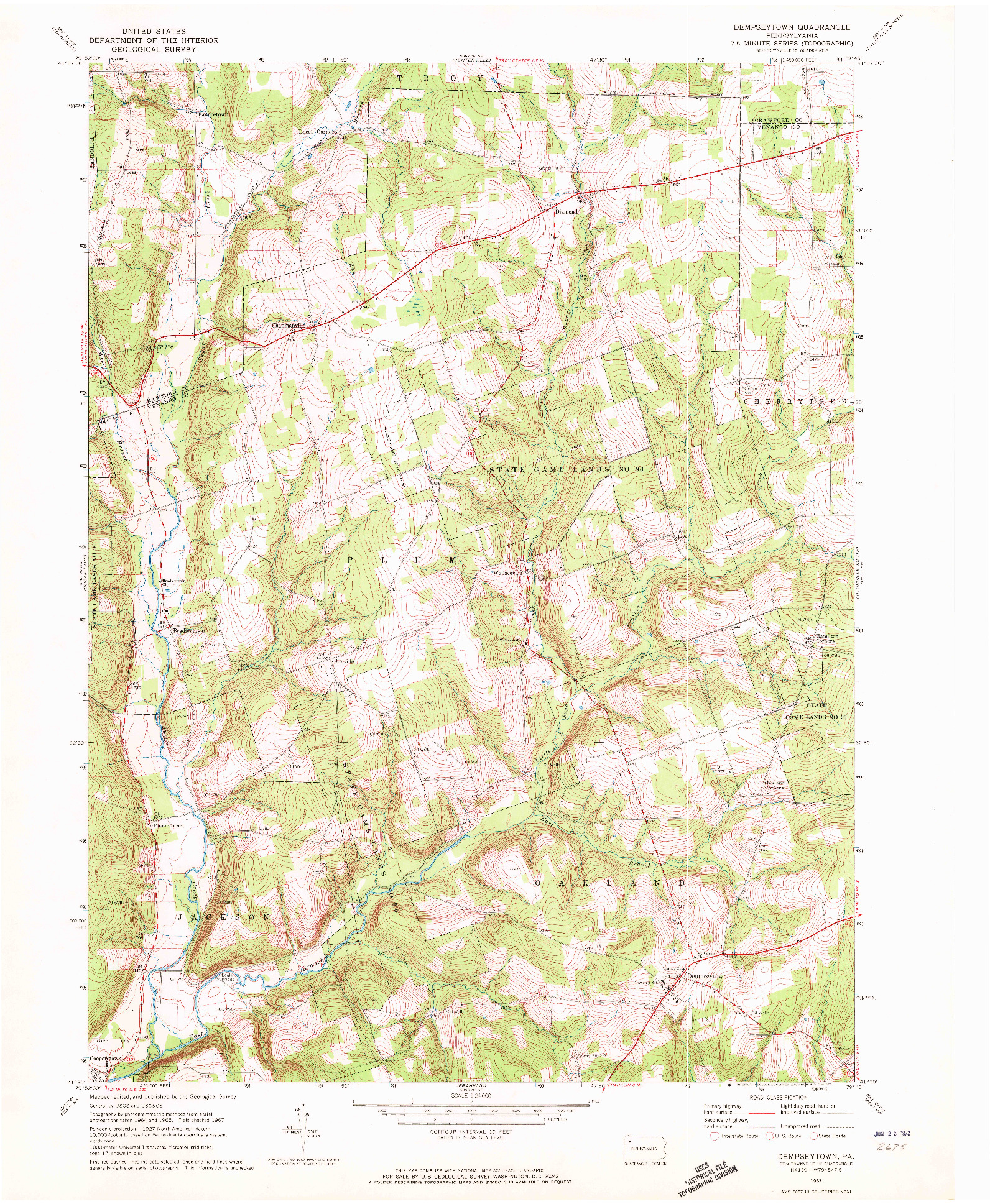 USGS 1:24000-SCALE QUADRANGLE FOR DEMPSEYTOWN, PA 1967