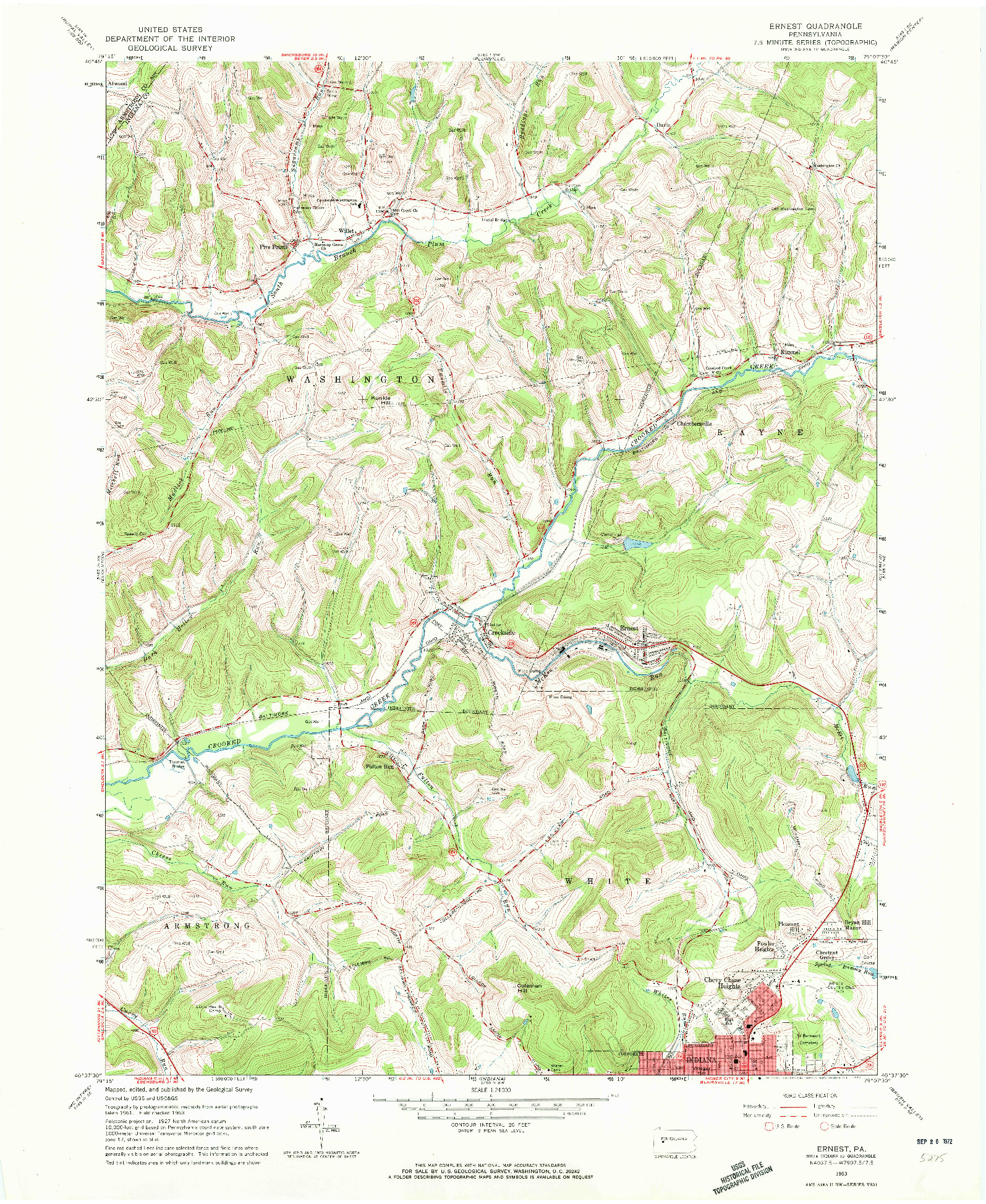 USGS 1:24000-SCALE QUADRANGLE FOR ERNEST, PA 1963