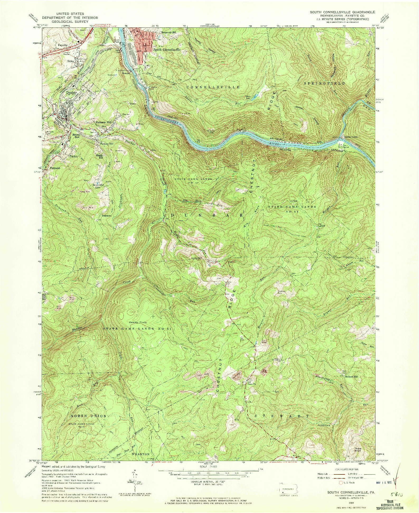 USGS 1:24000-SCALE QUADRANGLE FOR SOUTH CONNELLSVILLE, PA 1964