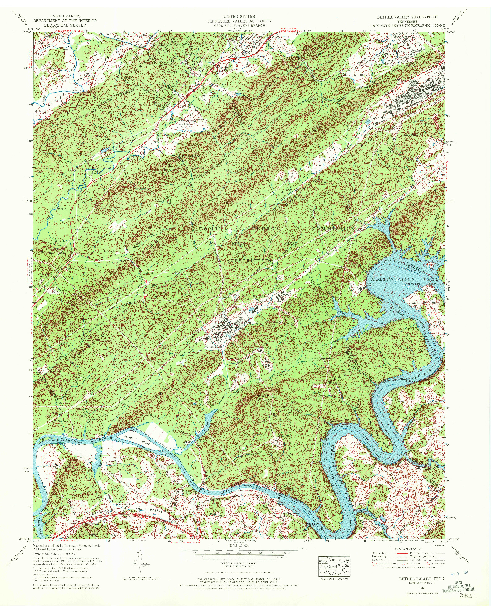 USGS 1:24000-SCALE QUADRANGLE FOR BETHEL VALLEY, TN 1968