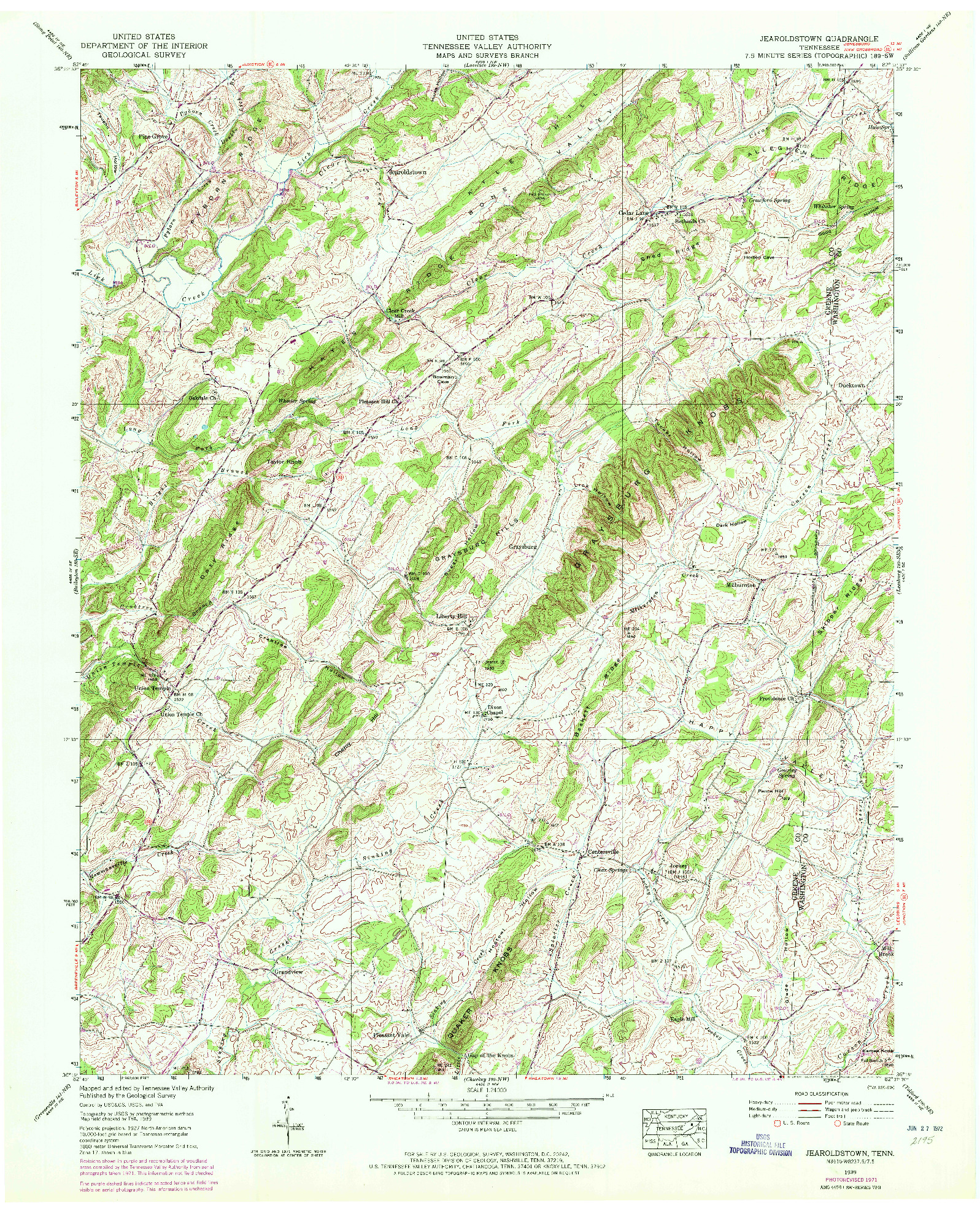 USGS 1:24000-SCALE QUADRANGLE FOR JEAROLDSTOWN, TN 1939