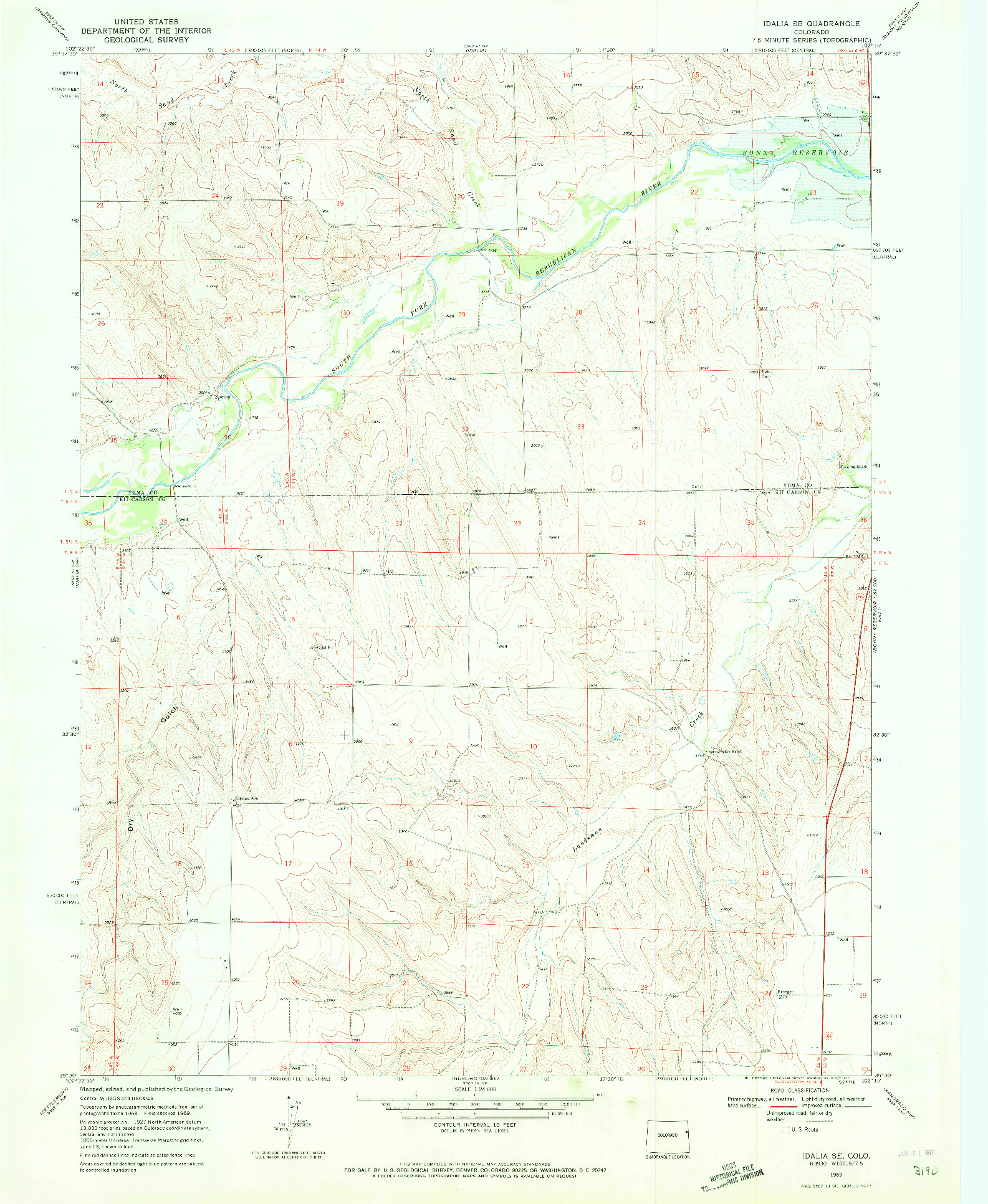 USGS 1:24000-SCALE QUADRANGLE FOR IDALIA SE, CO 1969