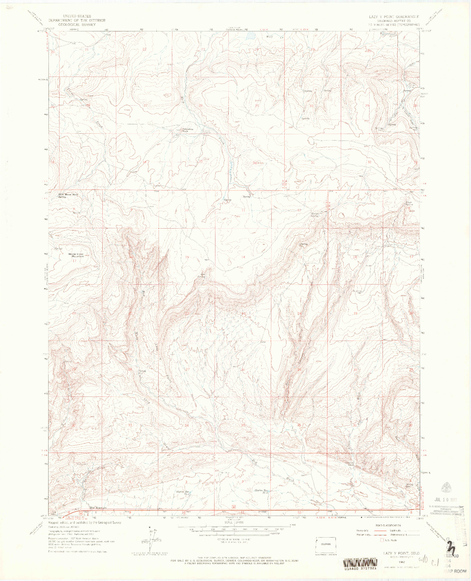 USGS 1:24000-SCALE QUADRANGLE FOR LAZY Y POINT, CO 1962
