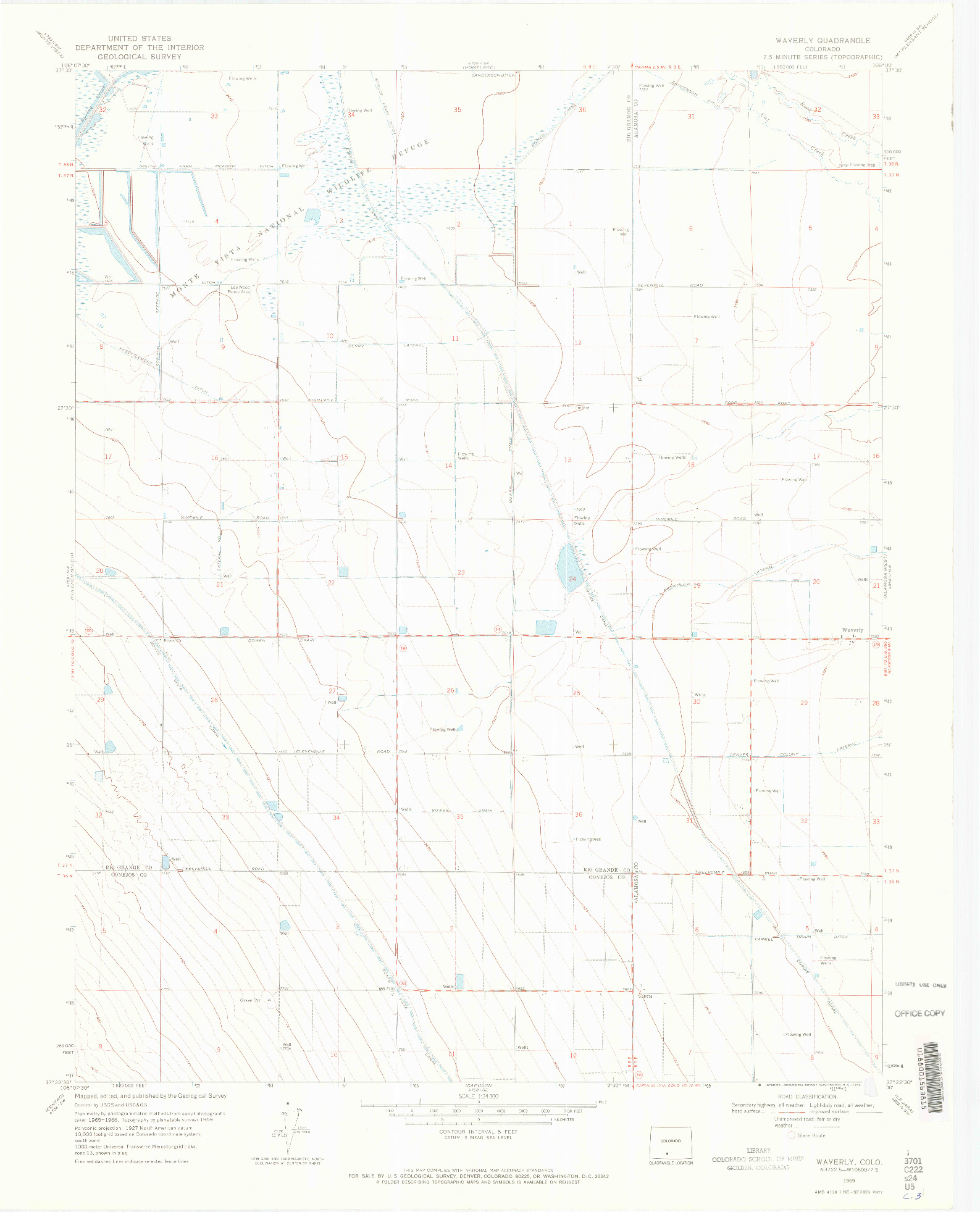 USGS 1:24000-SCALE QUADRANGLE FOR WAVERLY, CO 1969