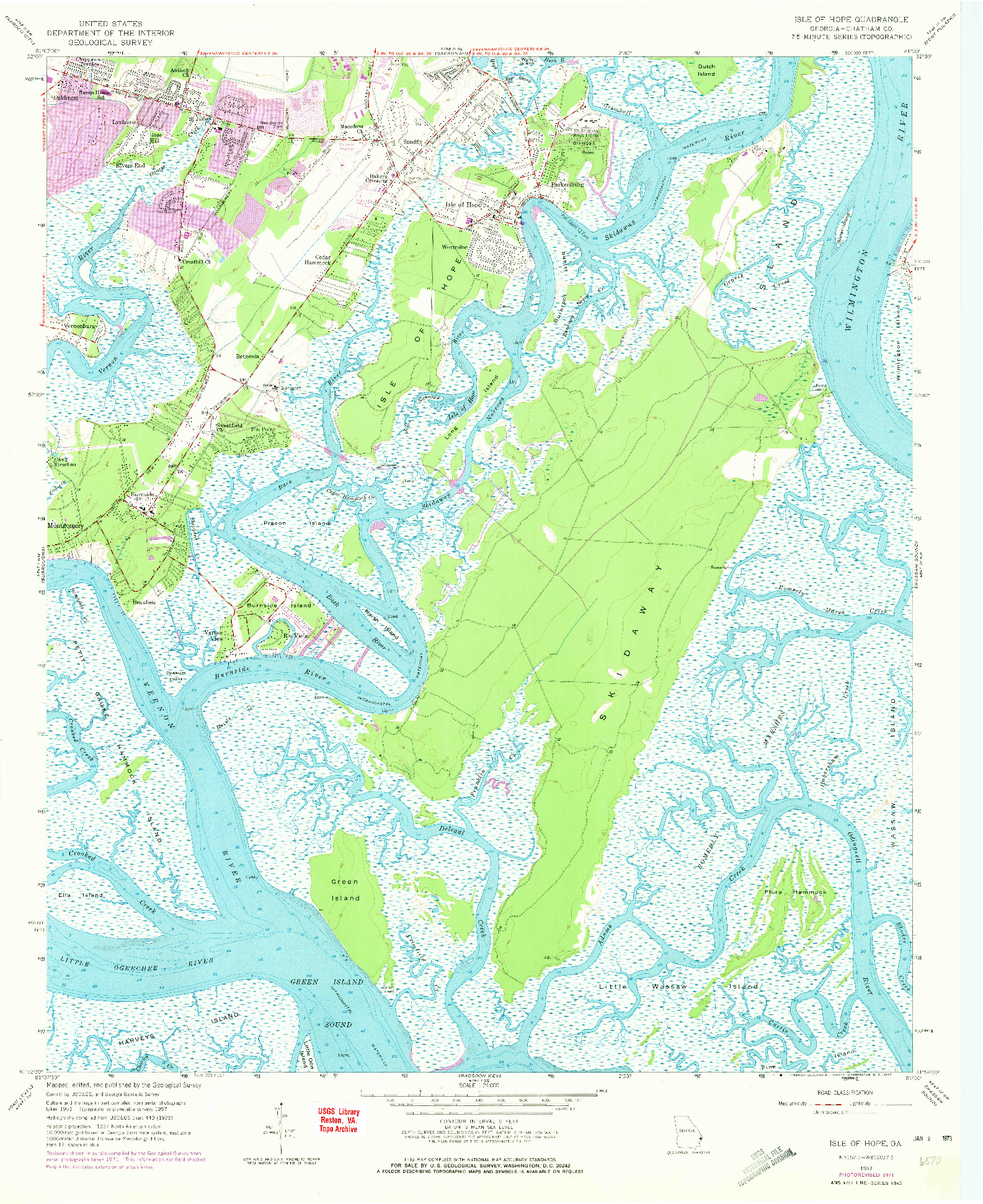 USGS 1:24000-SCALE QUADRANGLE FOR ISLE OF HOPE, GA 1957