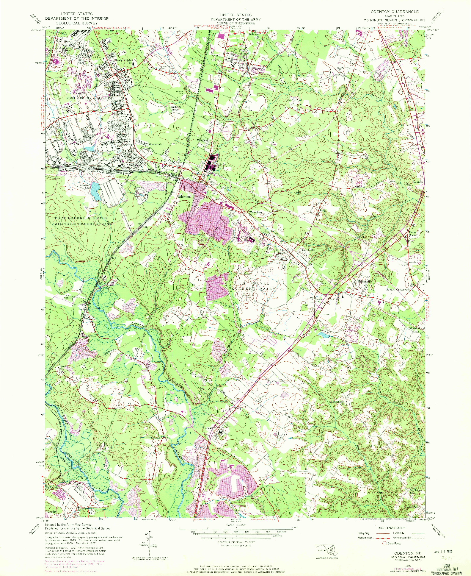 USGS 1:24000-SCALE QUADRANGLE FOR ODENTON, MD 1957