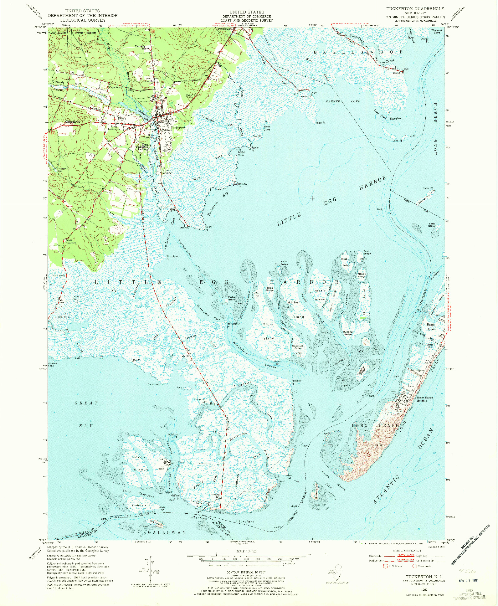 USGS 1:24000-SCALE QUADRANGLE FOR TUCKERTON, NJ 1952