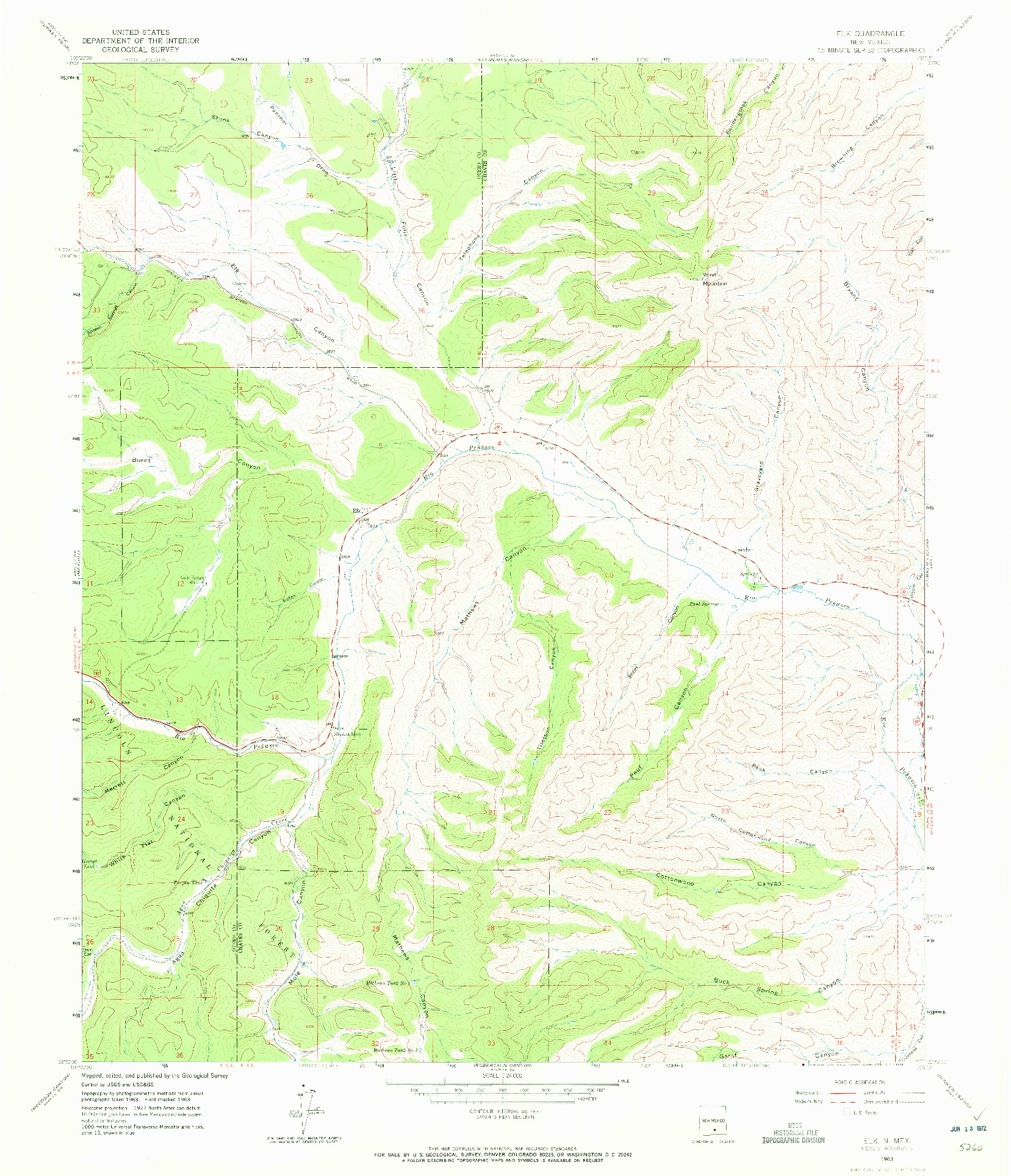 USGS 1:24000-SCALE QUADRANGLE FOR ELK, NM 1963