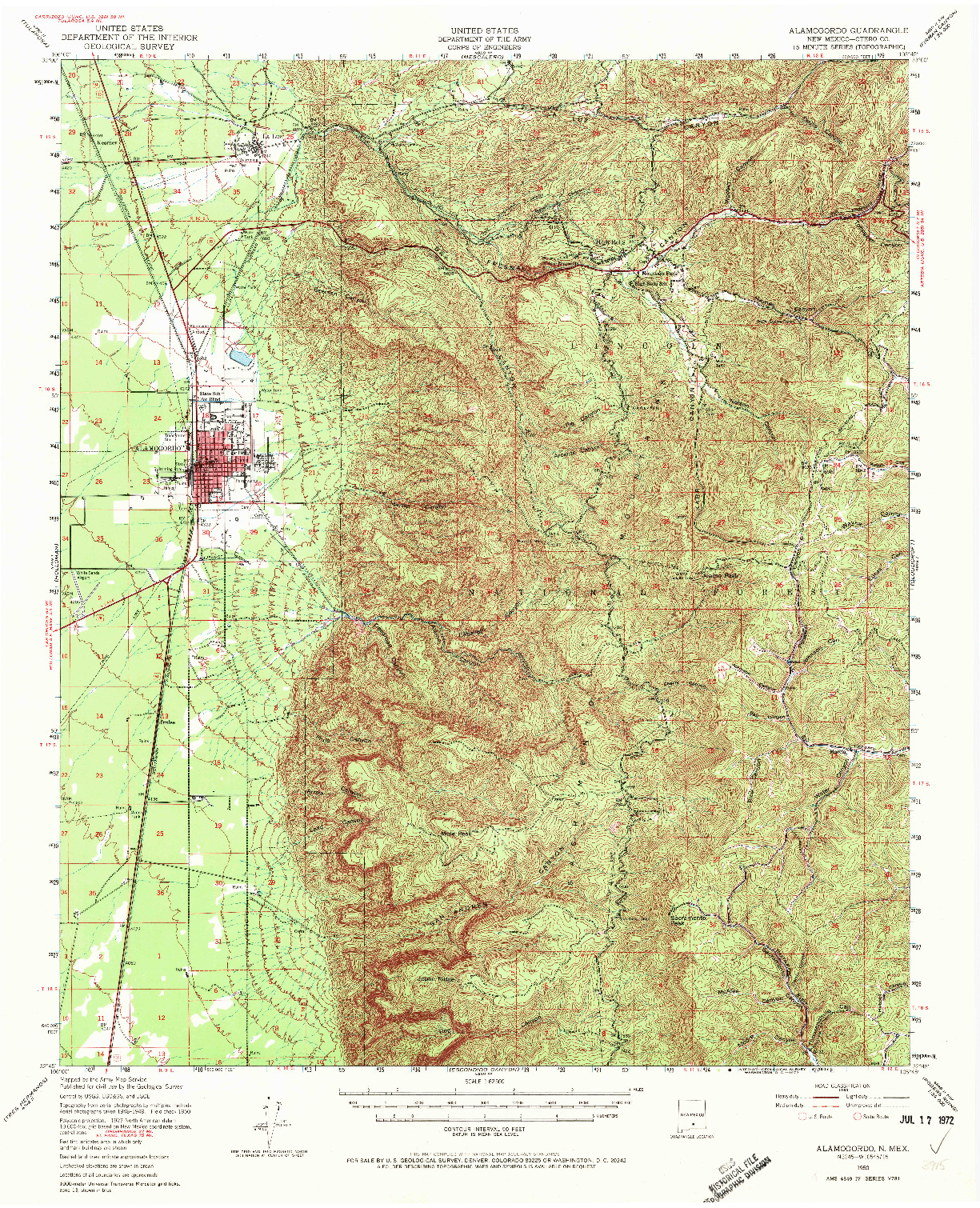 USGS 1:62500-SCALE QUADRANGLE FOR ALAMOGORDO, NM 1950