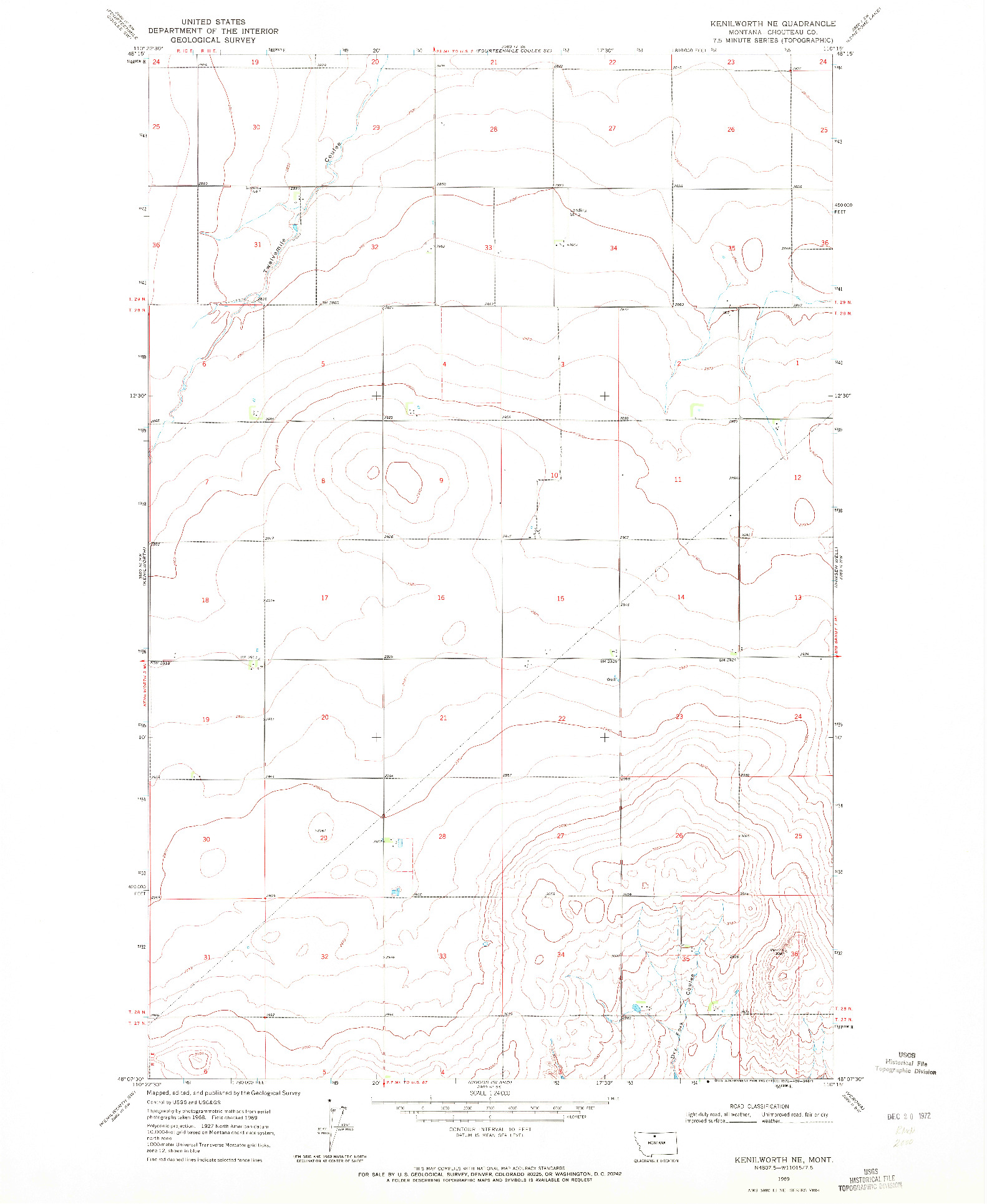 USGS 1:24000-SCALE QUADRANGLE FOR KENILWORTH NE, MT 1969