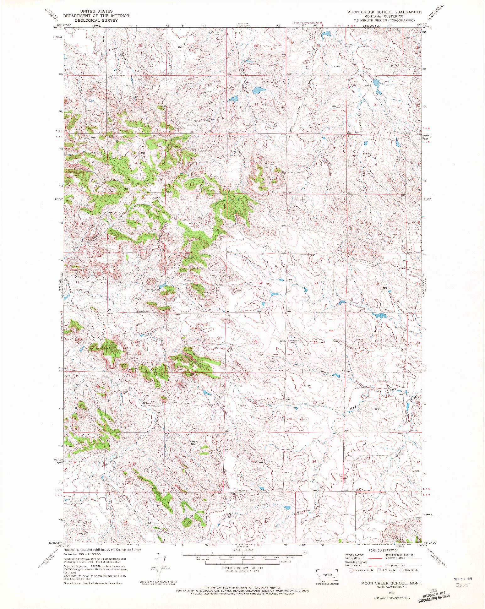 USGS 1:24000-SCALE QUADRANGLE FOR MOON CREEK SCHOOL, MT 1969