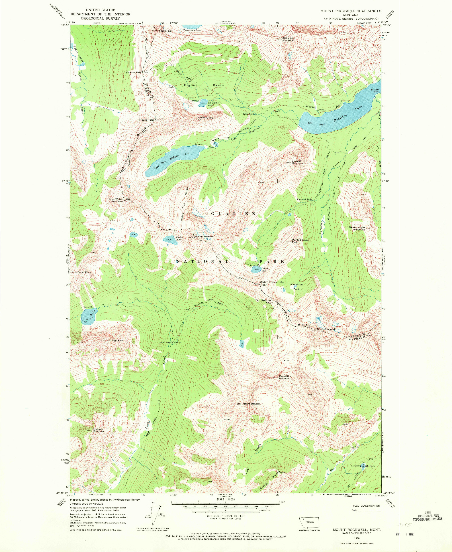 USGS 1:24000-SCALE QUADRANGLE FOR MOUNT ROCKWELL, MT 1968