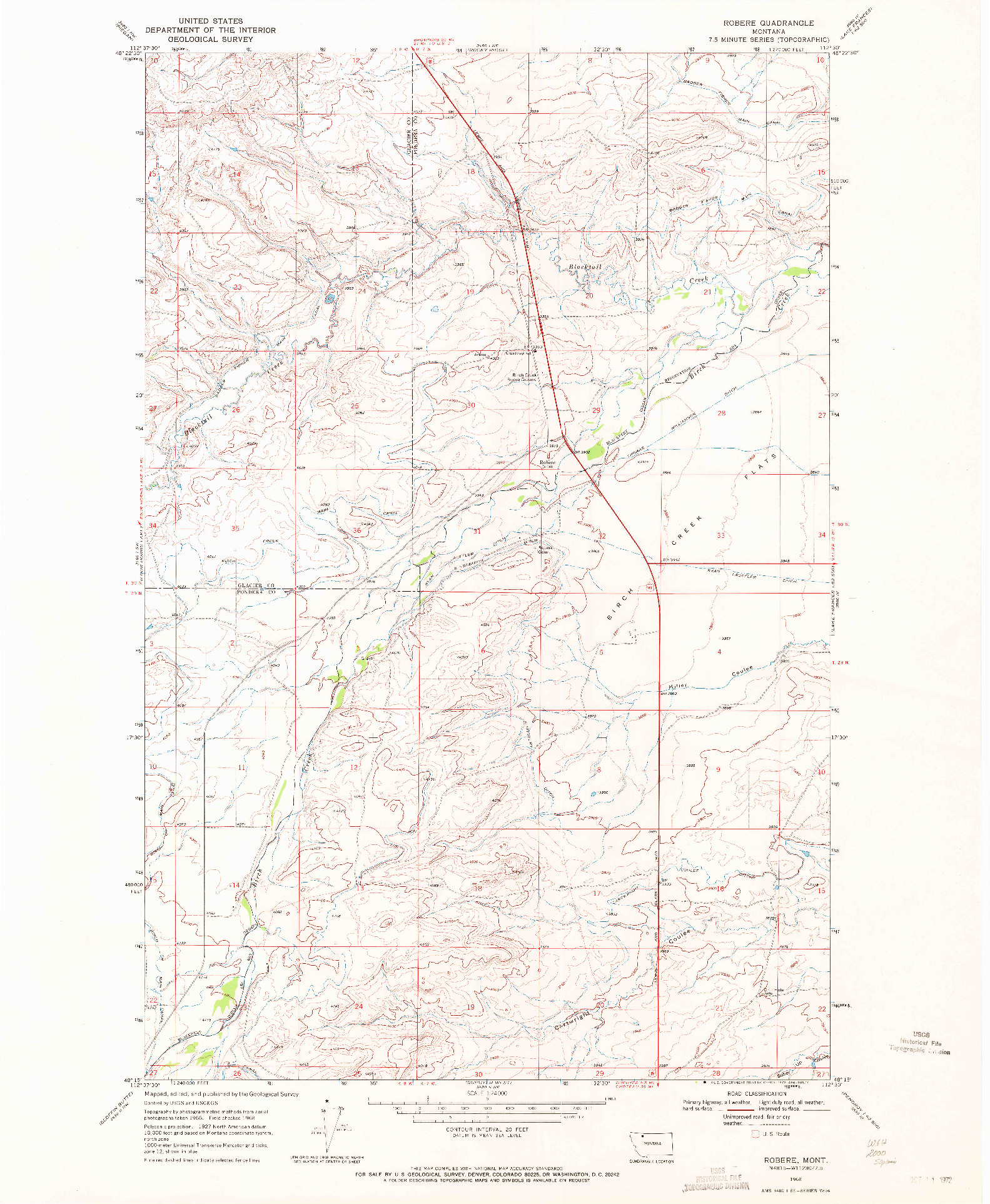 USGS 1:24000-SCALE QUADRANGLE FOR ROBERE, MT 1968