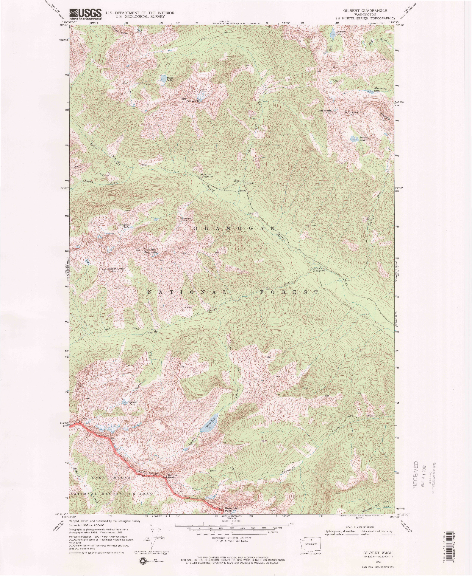 USGS 1:24000-SCALE QUADRANGLE FOR GILBERT, WA 1969