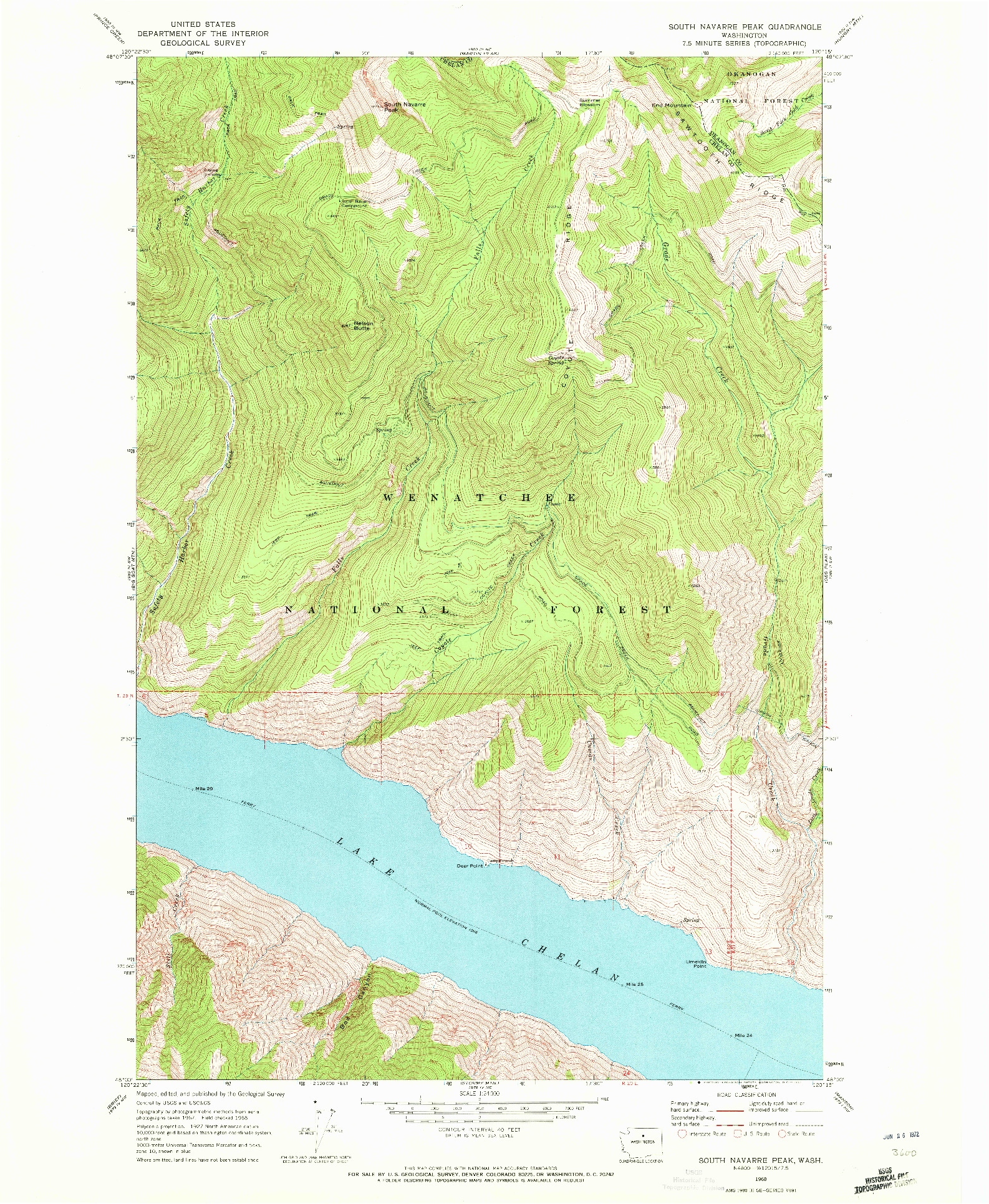 USGS 1:24000-SCALE QUADRANGLE FOR SOUTH NAVARRE PEAK, WA 1968