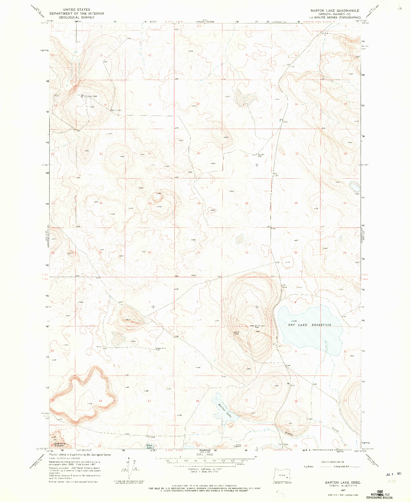 USGS 1:24000-SCALE QUADRANGLE FOR BARTON LAKE, OR 1967