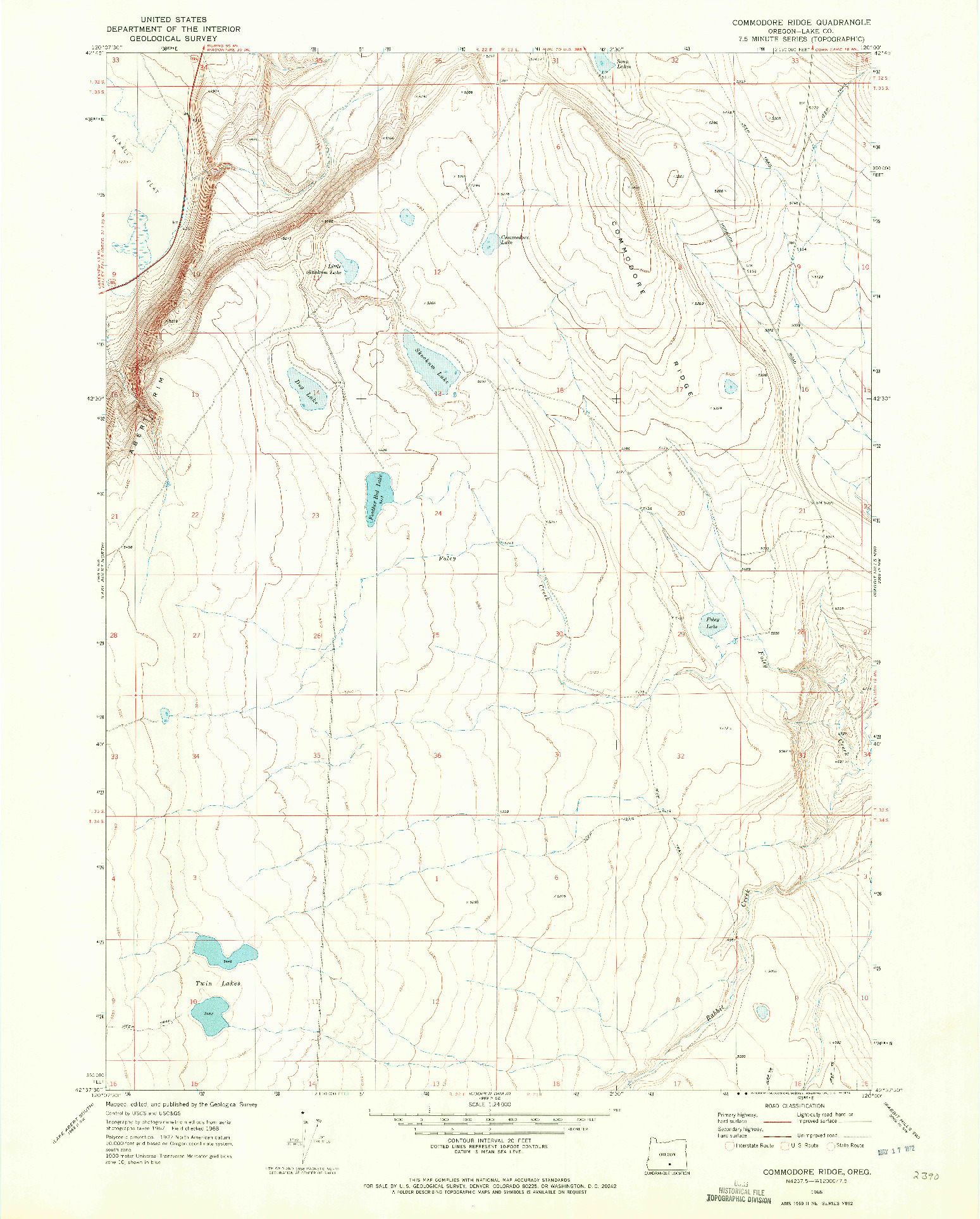 USGS 1:24000-SCALE QUADRANGLE FOR COMMODORE RIDGE, OR 1968