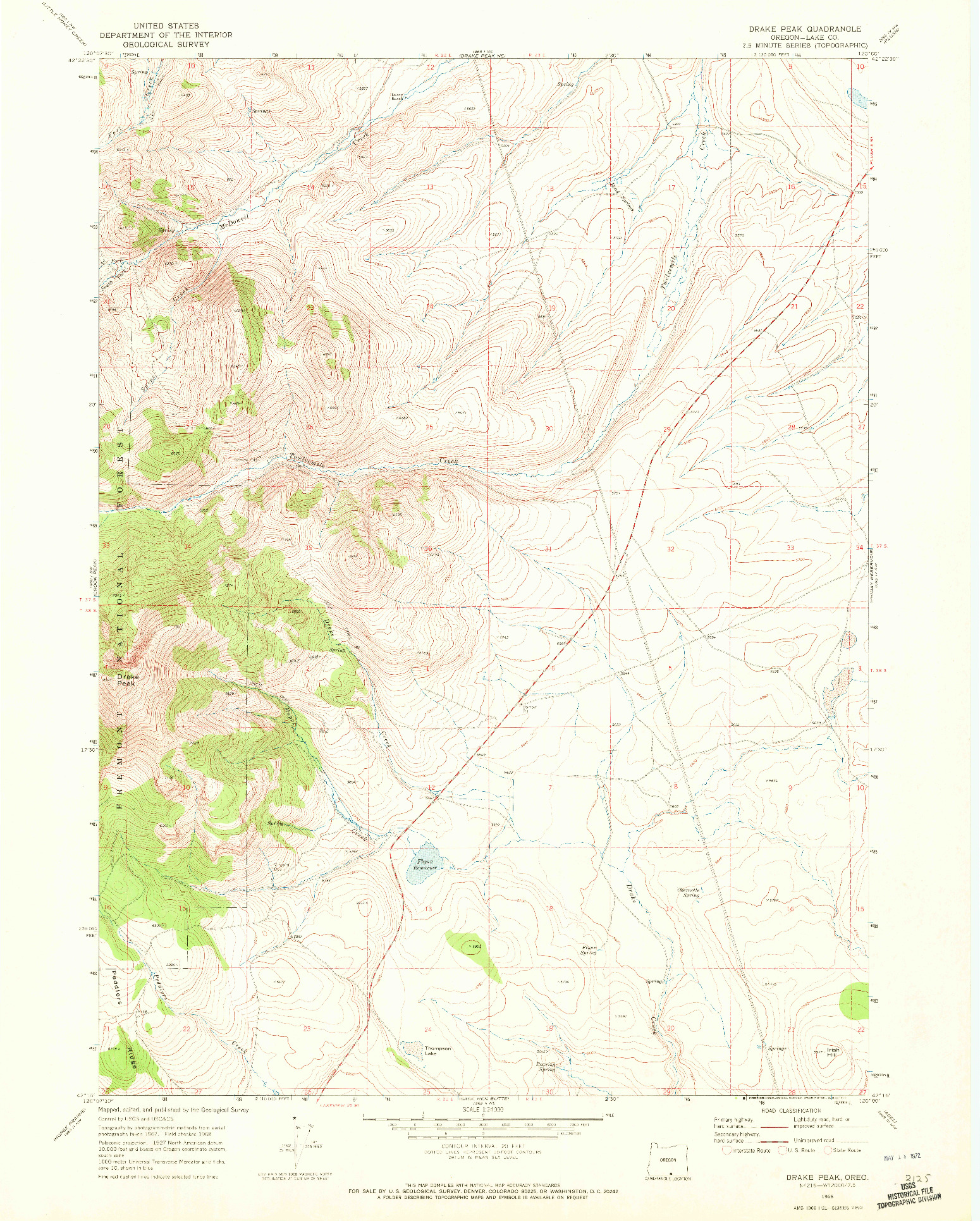 USGS 1:24000-SCALE QUADRANGLE FOR DRAKE PEAK, OR 1968