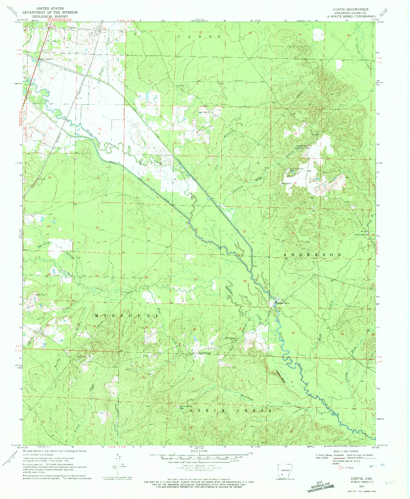 USGS 1:24000-SCALE QUADRANGLE FOR CURTIS, AR 1970