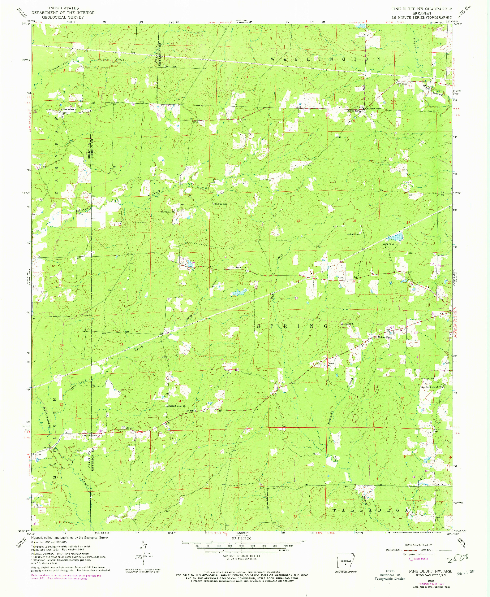 USGS 1:24000-SCALE QUADRANGLE FOR PINE BLUFF NW, AR 1962