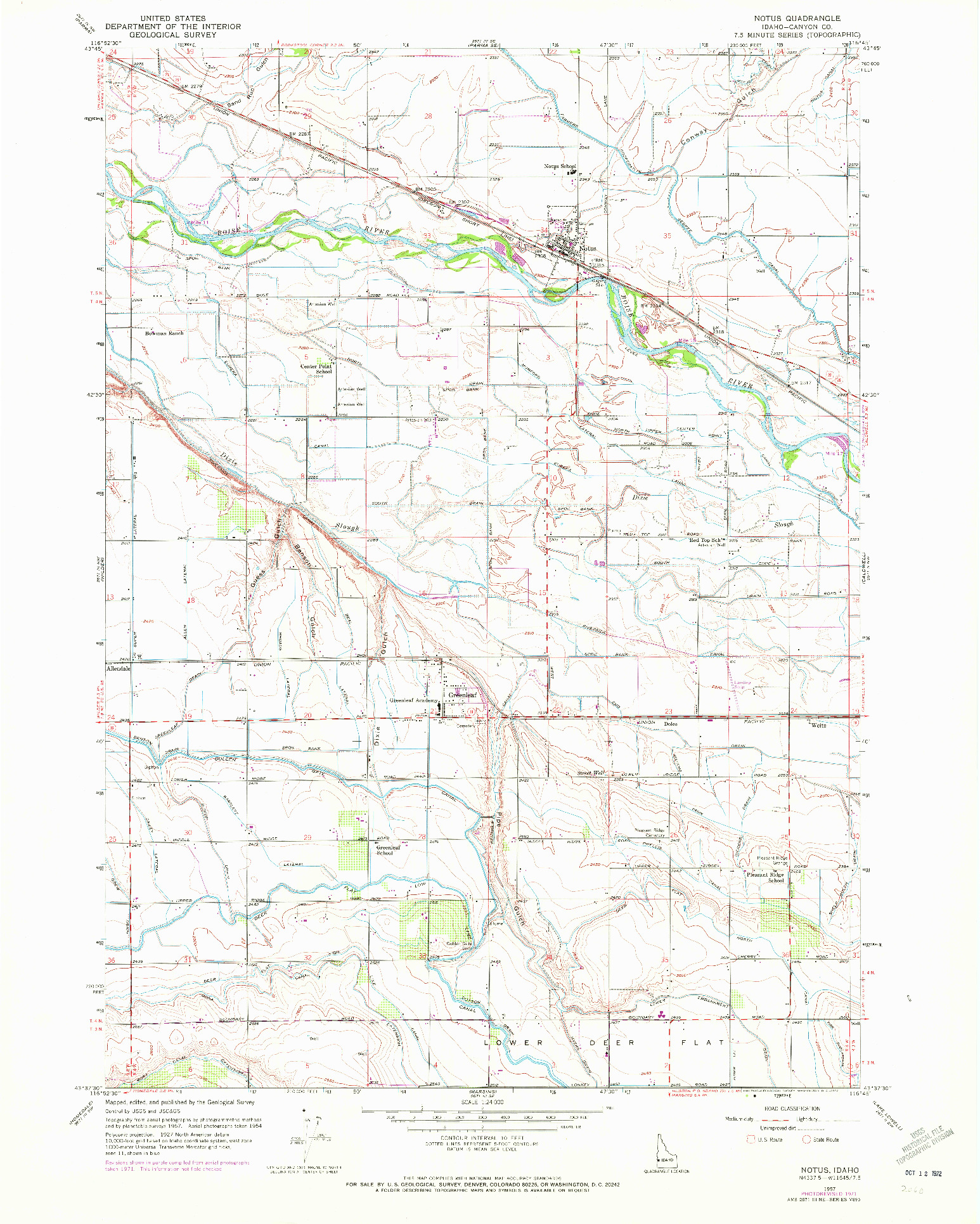 USGS 1:24000-SCALE QUADRANGLE FOR NOTUS, ID 1957