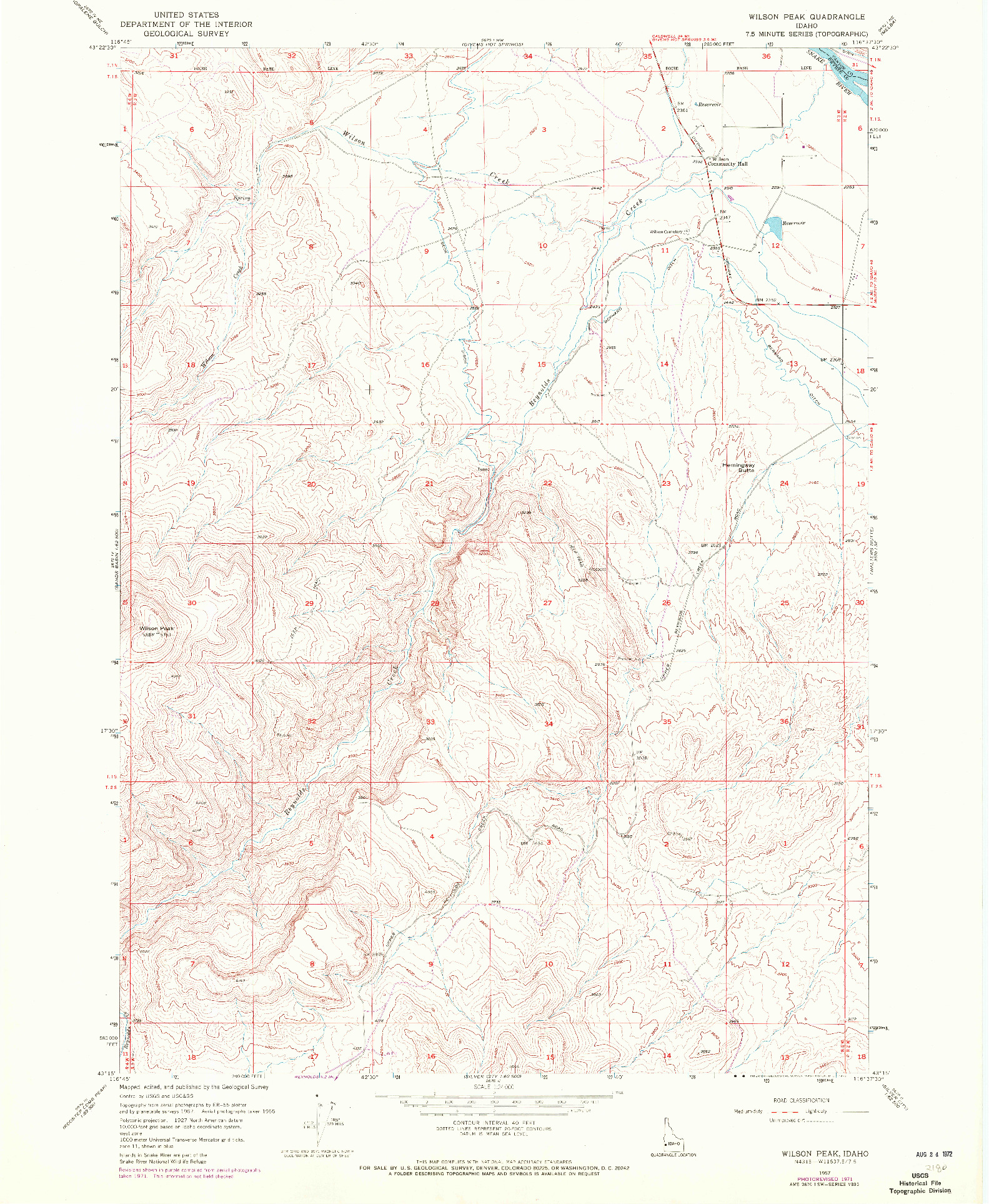 USGS 1:24000-SCALE QUADRANGLE FOR WILSON PEAK, ID 1957