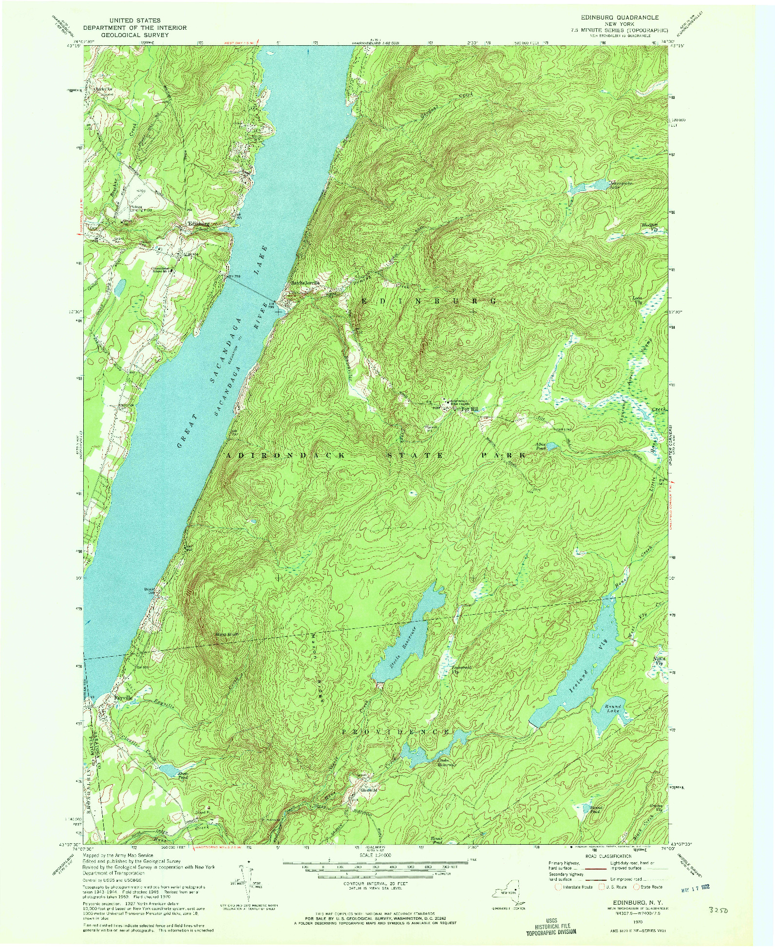 USGS 1:24000-SCALE QUADRANGLE FOR EDINBURG, NY 1970