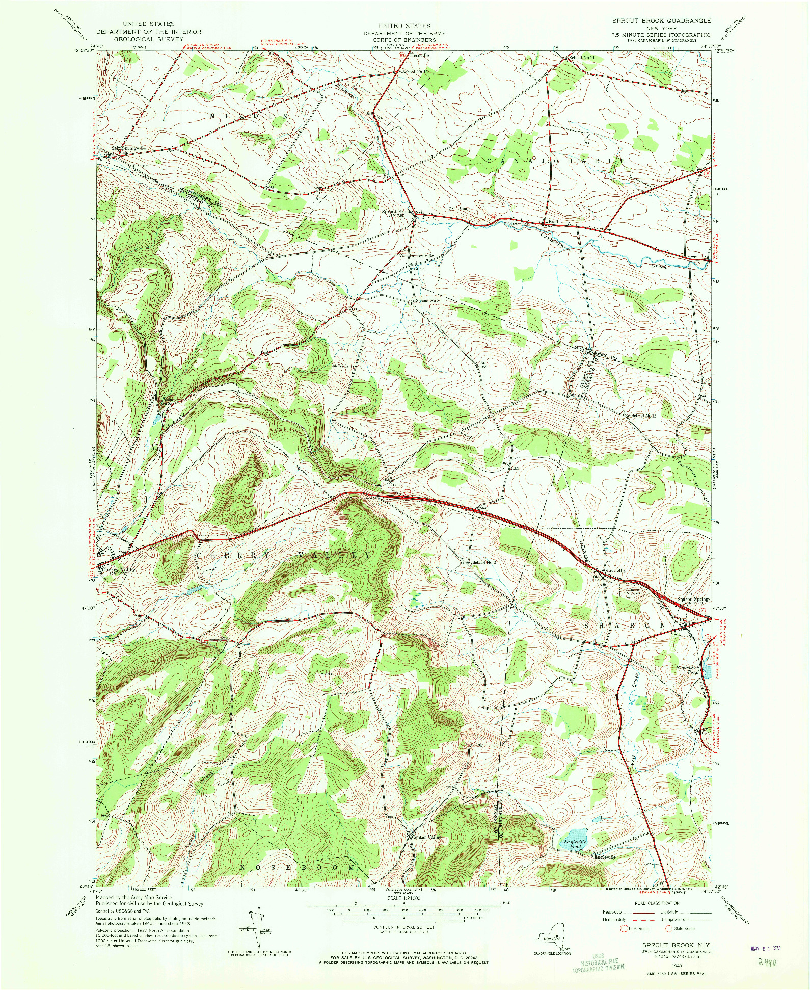 USGS 1:24000-SCALE QUADRANGLE FOR SPROUT BROOK, NY 1943