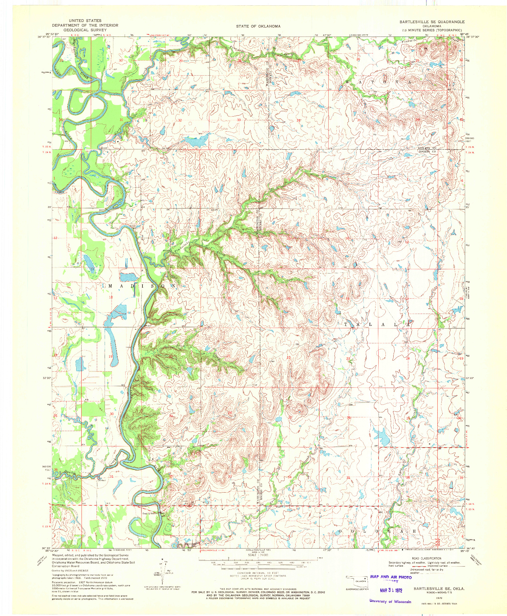 USGS 1:24000-SCALE QUADRANGLE FOR BARTLESVILLE SE, OK 1970