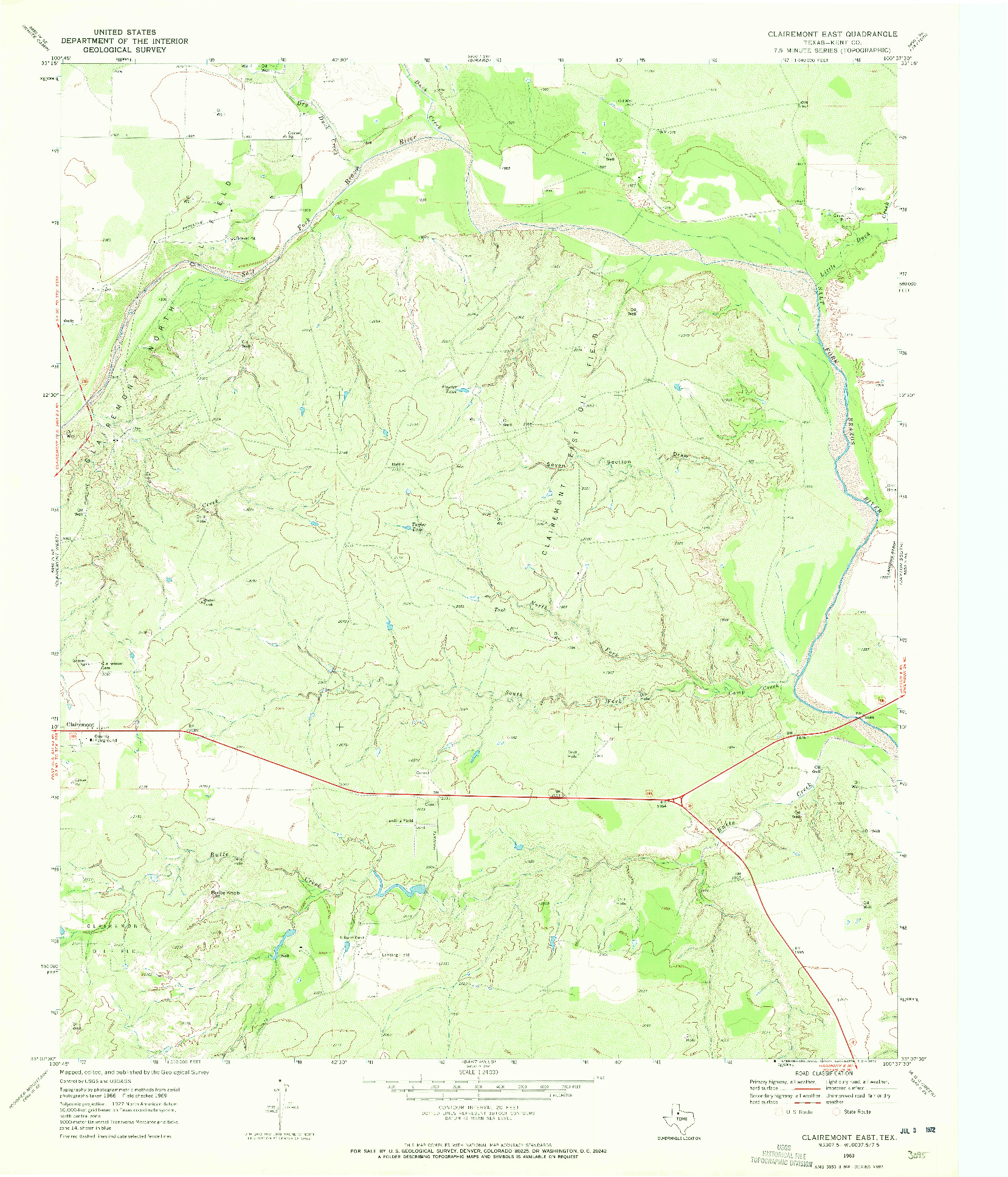 USGS 1:24000-SCALE QUADRANGLE FOR CLAIREMONT EAST, TX 1969