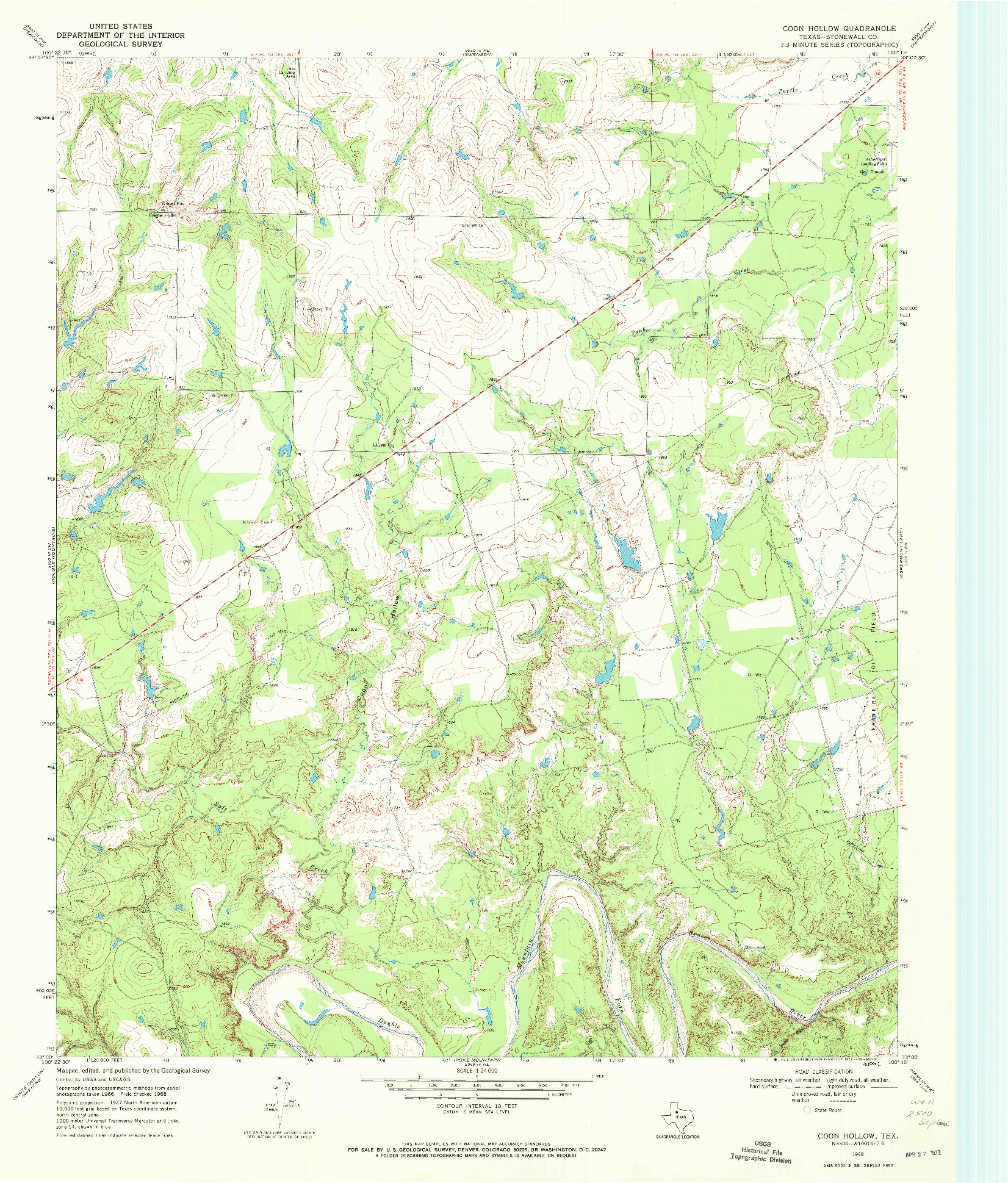 USGS 1:24000-SCALE QUADRANGLE FOR COON HOLLOW, TX 1968