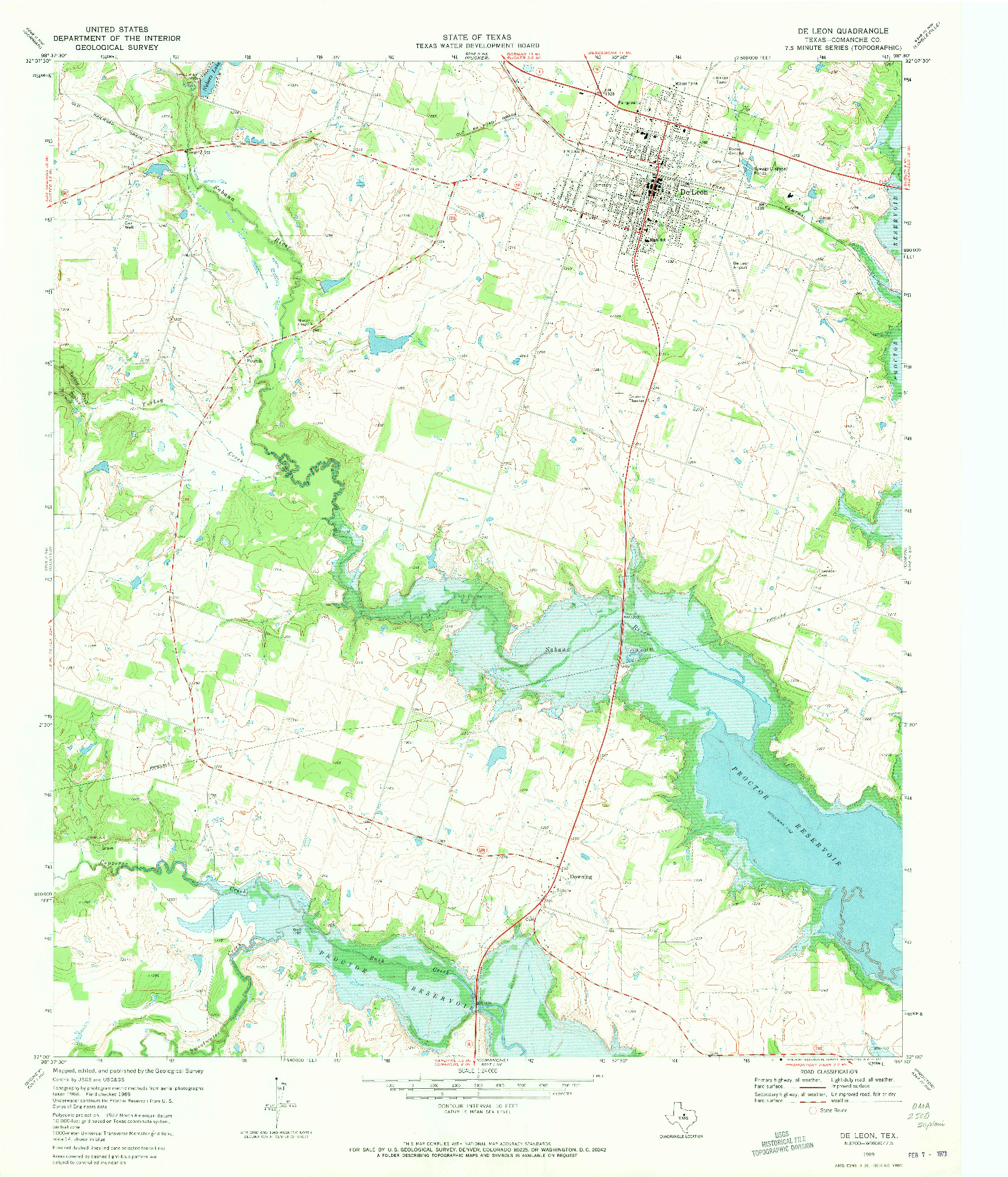 USGS 1:24000-SCALE QUADRANGLE FOR DE LEON, TX 1969