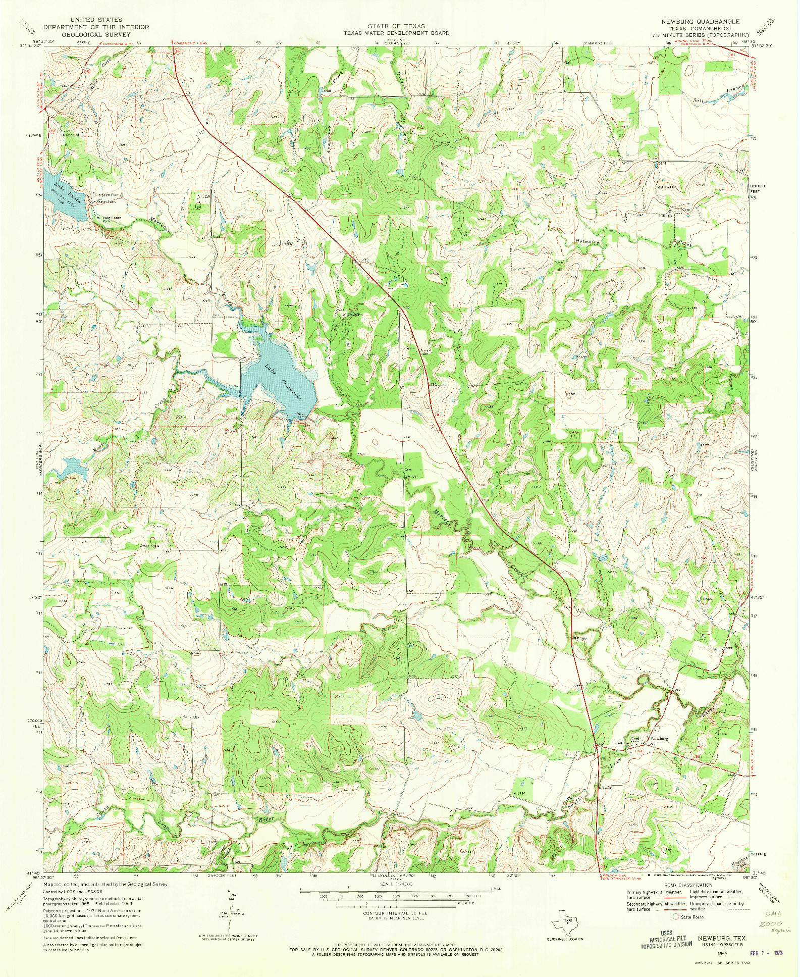 USGS 1:24000-SCALE QUADRANGLE FOR NEWBURG, TX 1969