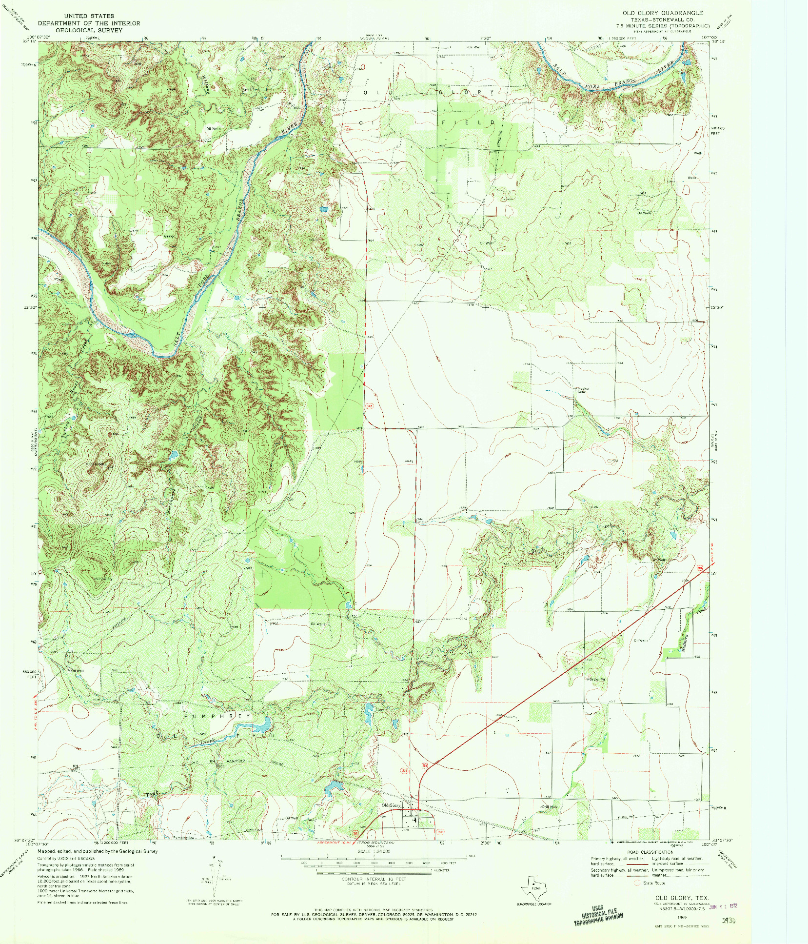 USGS 1:24000-SCALE QUADRANGLE FOR OLD GLORY, TX 1969