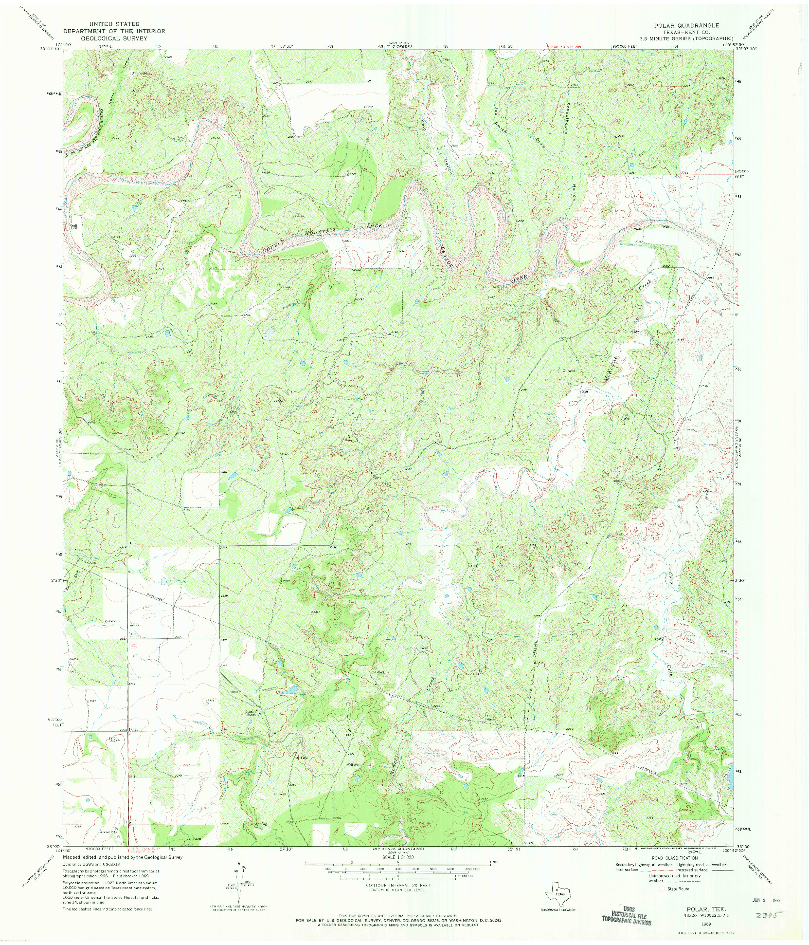 USGS 1:24000-SCALE QUADRANGLE FOR POLAR, TX 1969