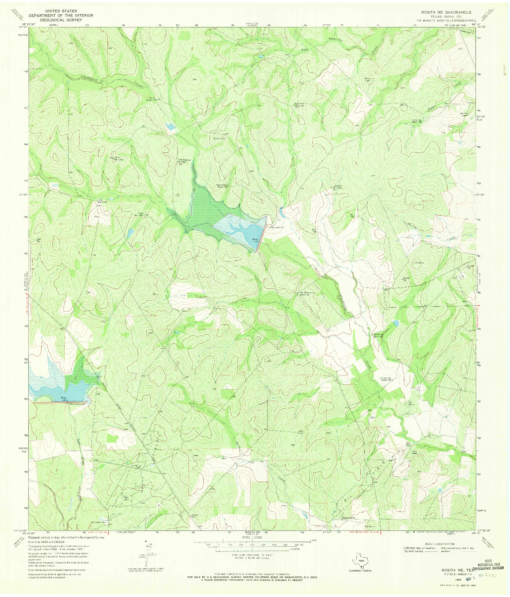 USGS 1:24000-SCALE QUADRANGLE FOR ROSITA NE, TX 1969
