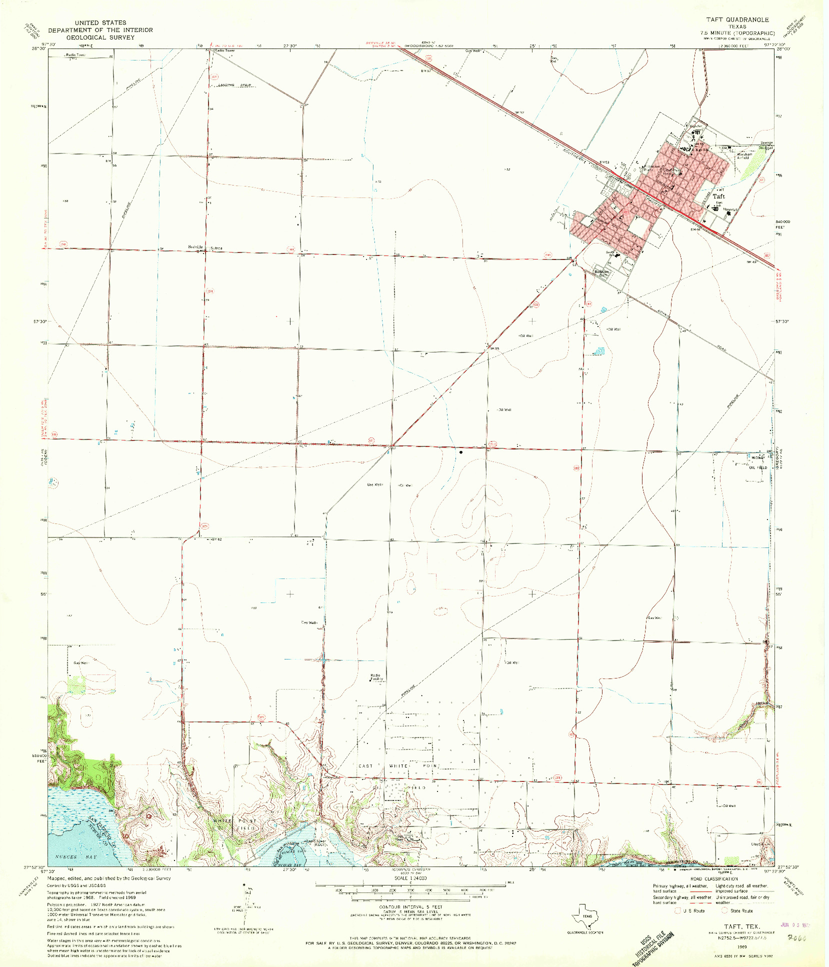 USGS 1:24000-SCALE QUADRANGLE FOR TAFT, TX 1969