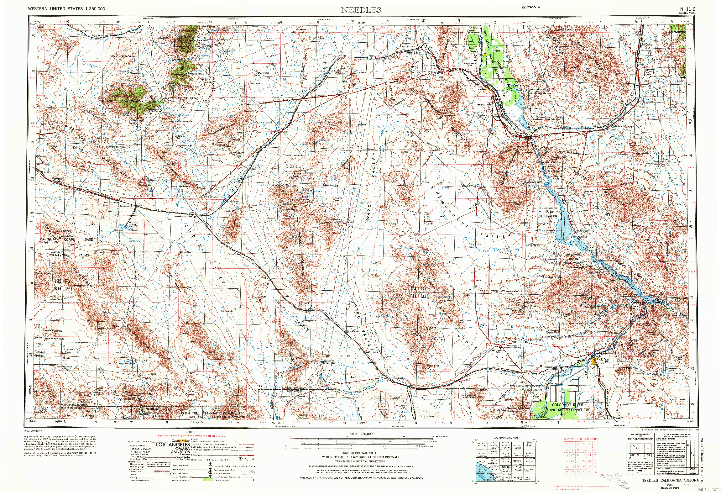 USGS 1:250000-SCALE QUADRANGLE FOR NEEDLES, CA 1956