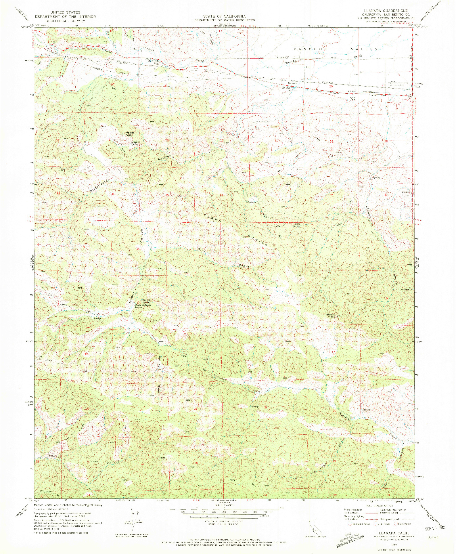 USGS 1:24000-SCALE QUADRANGLE FOR LLANADA, CA 1969