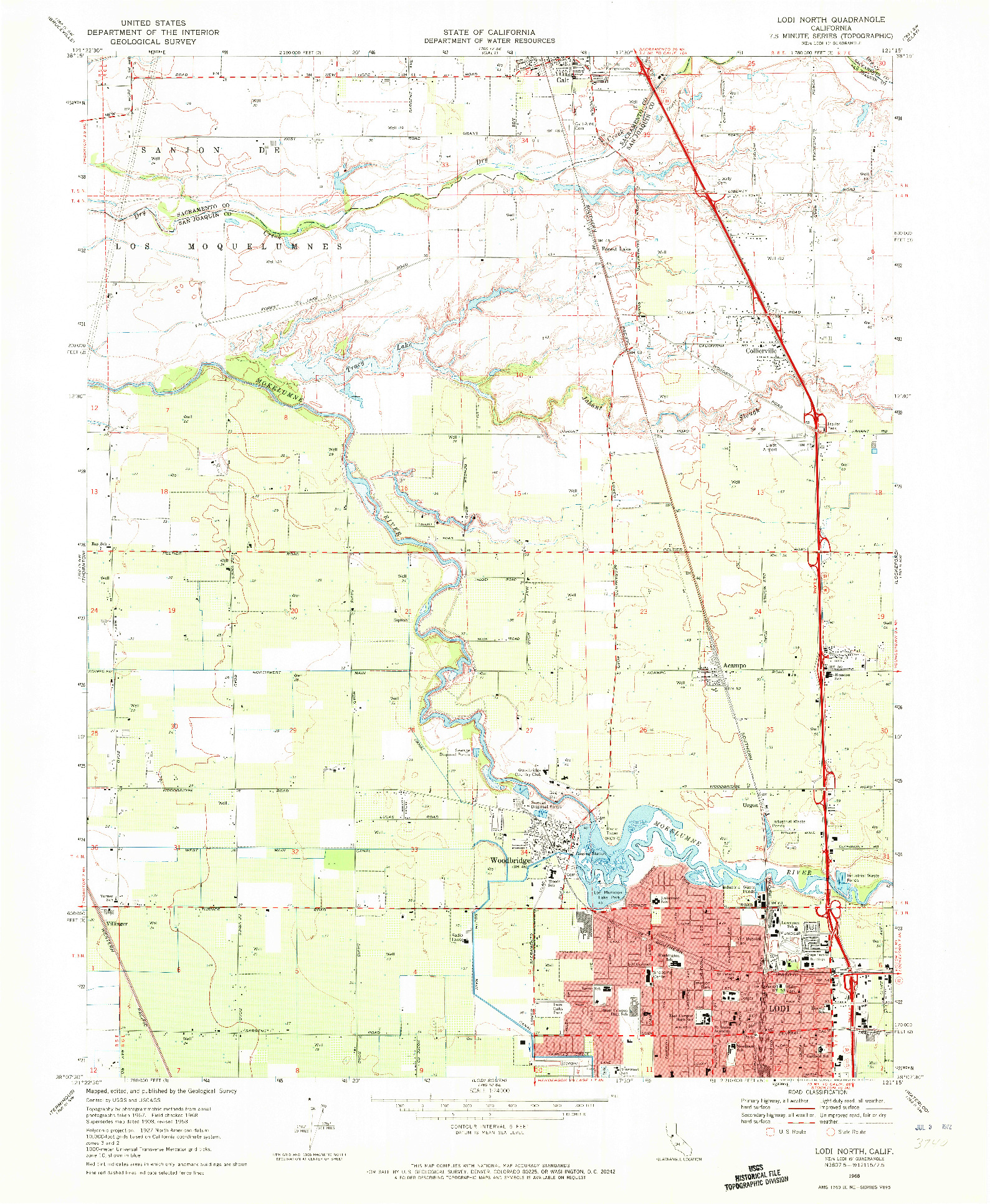 USGS 1:24000-SCALE QUADRANGLE FOR LODI NORTH, CA 1968