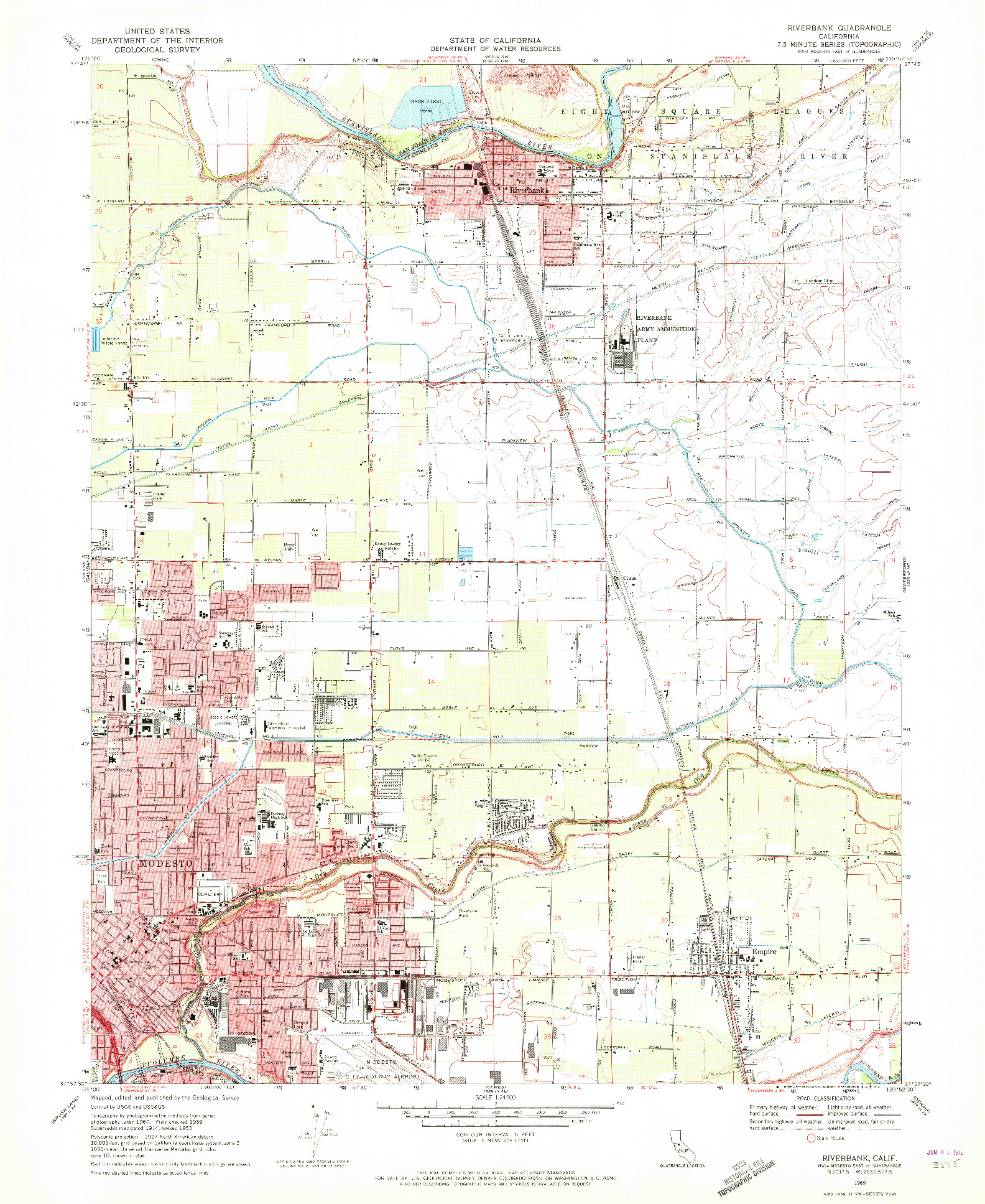 USGS 1:24000-SCALE QUADRANGLE FOR RIVERBANK, CA 1969