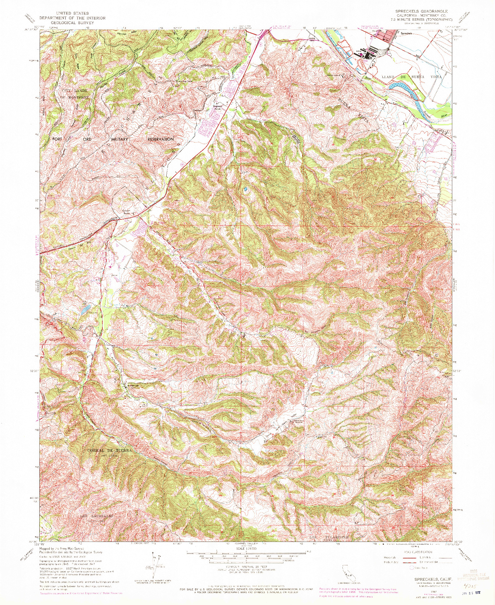 USGS 1:24000-SCALE QUADRANGLE FOR SPRECKELS, CA 1947