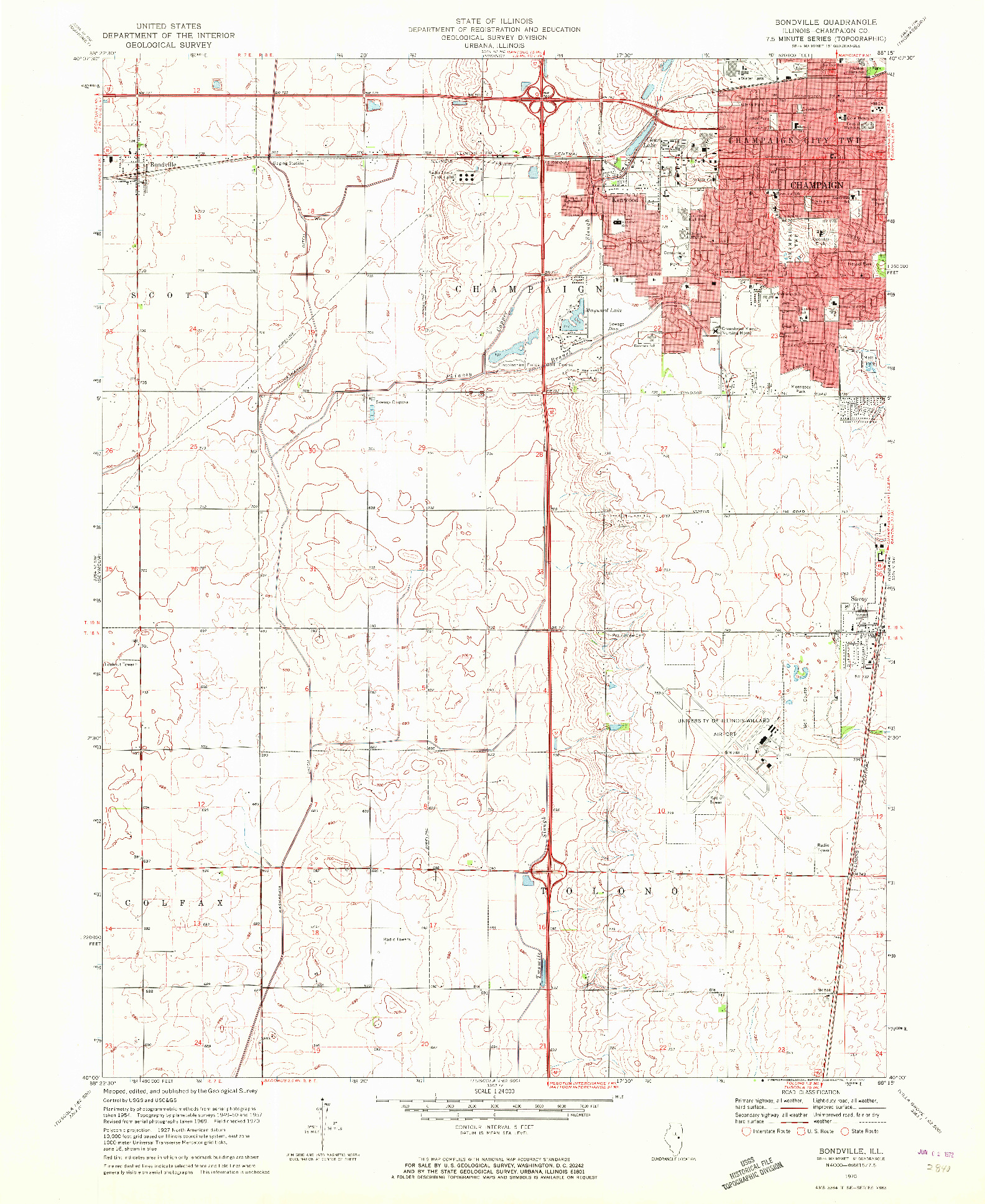 USGS 1:24000-SCALE QUADRANGLE FOR BONDVILLE, IL 1970