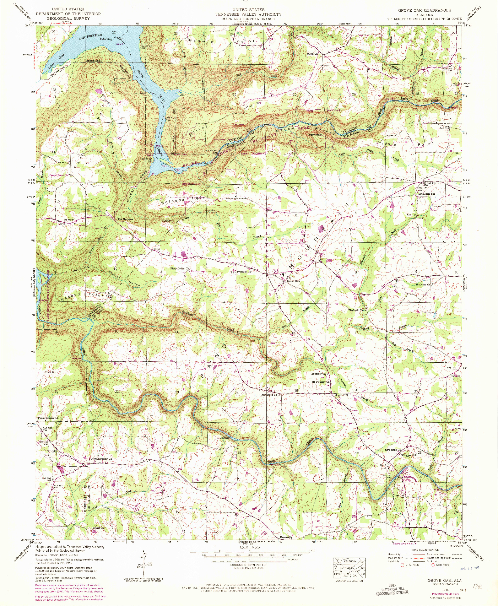 USGS 1:24000-SCALE QUADRANGLE FOR GROVE OAK, AL 1946