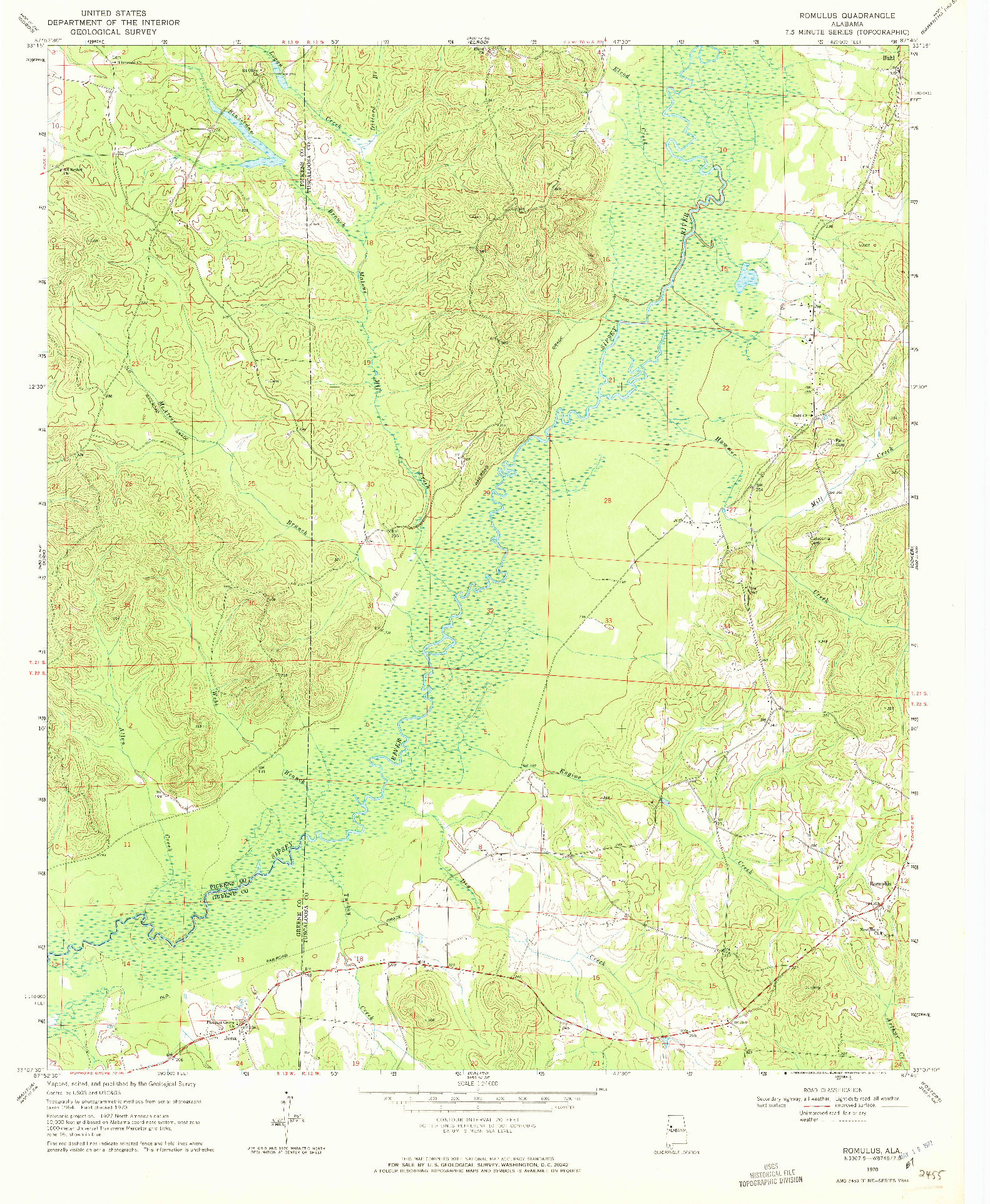 USGS 1:24000-SCALE QUADRANGLE FOR ROMULUS, AL 1970