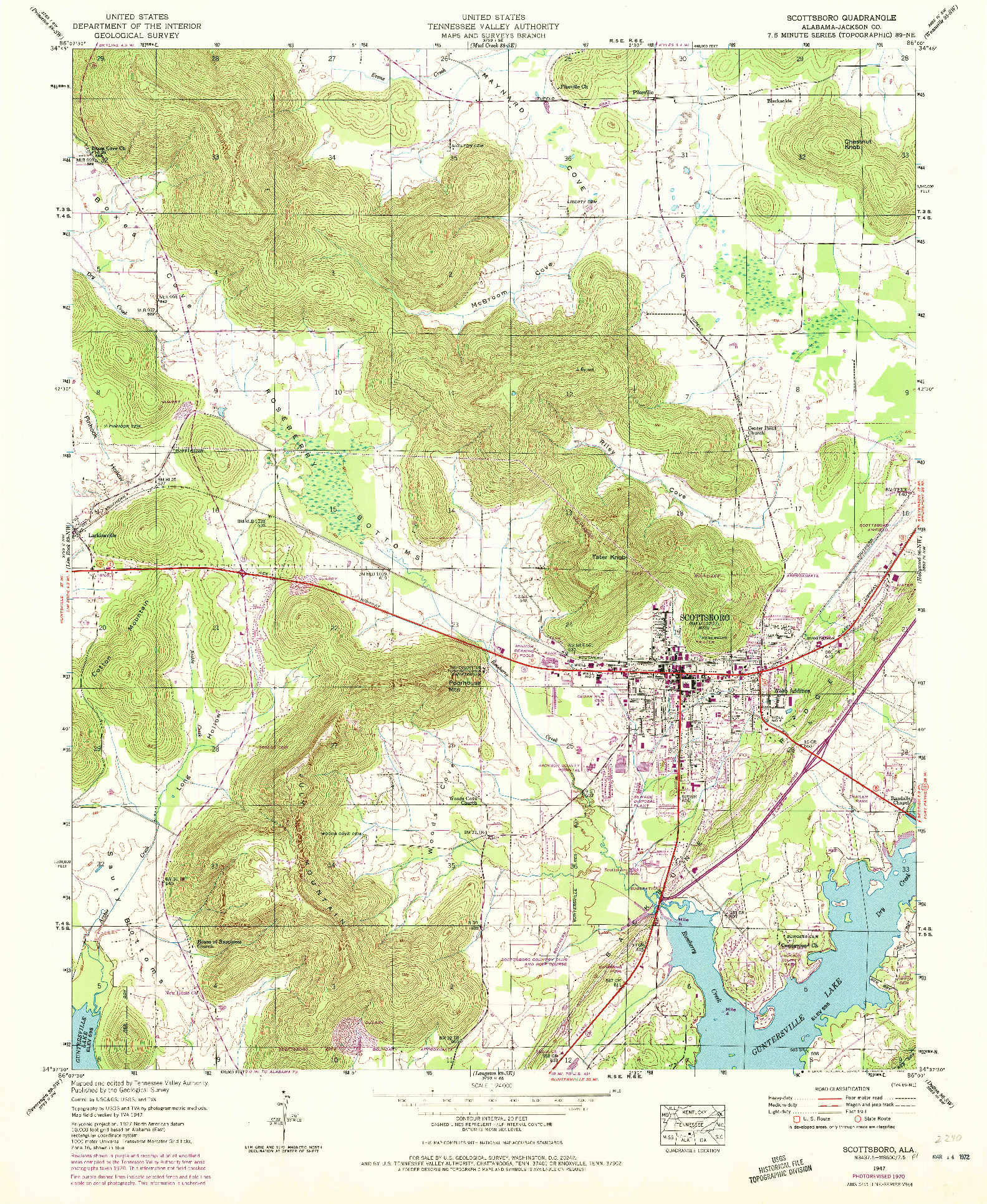 USGS 1:24000-SCALE QUADRANGLE FOR SCOTTSBORO, AL 1947