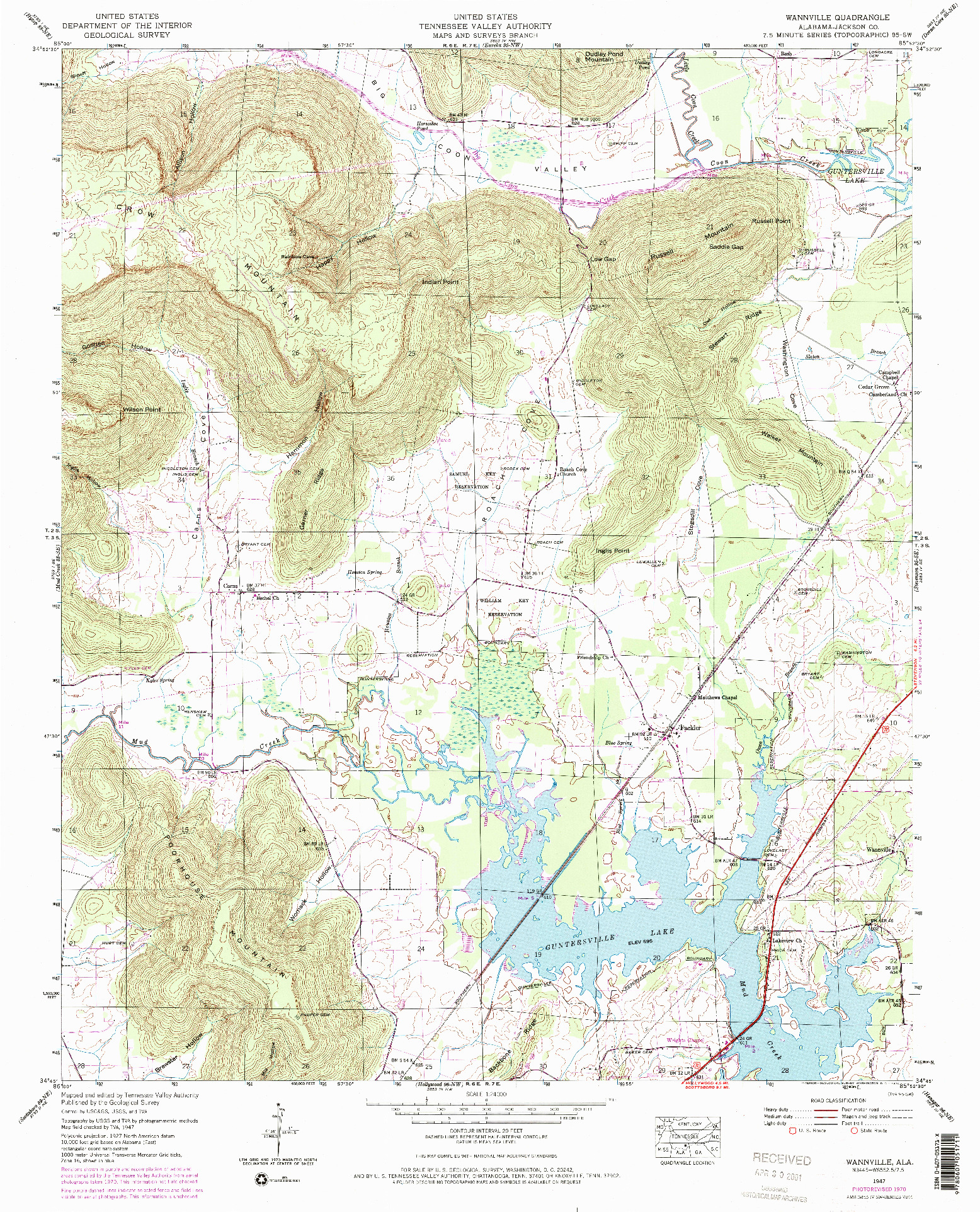 USGS 1:24000-SCALE QUADRANGLE FOR WANNVILLE, AL 1947