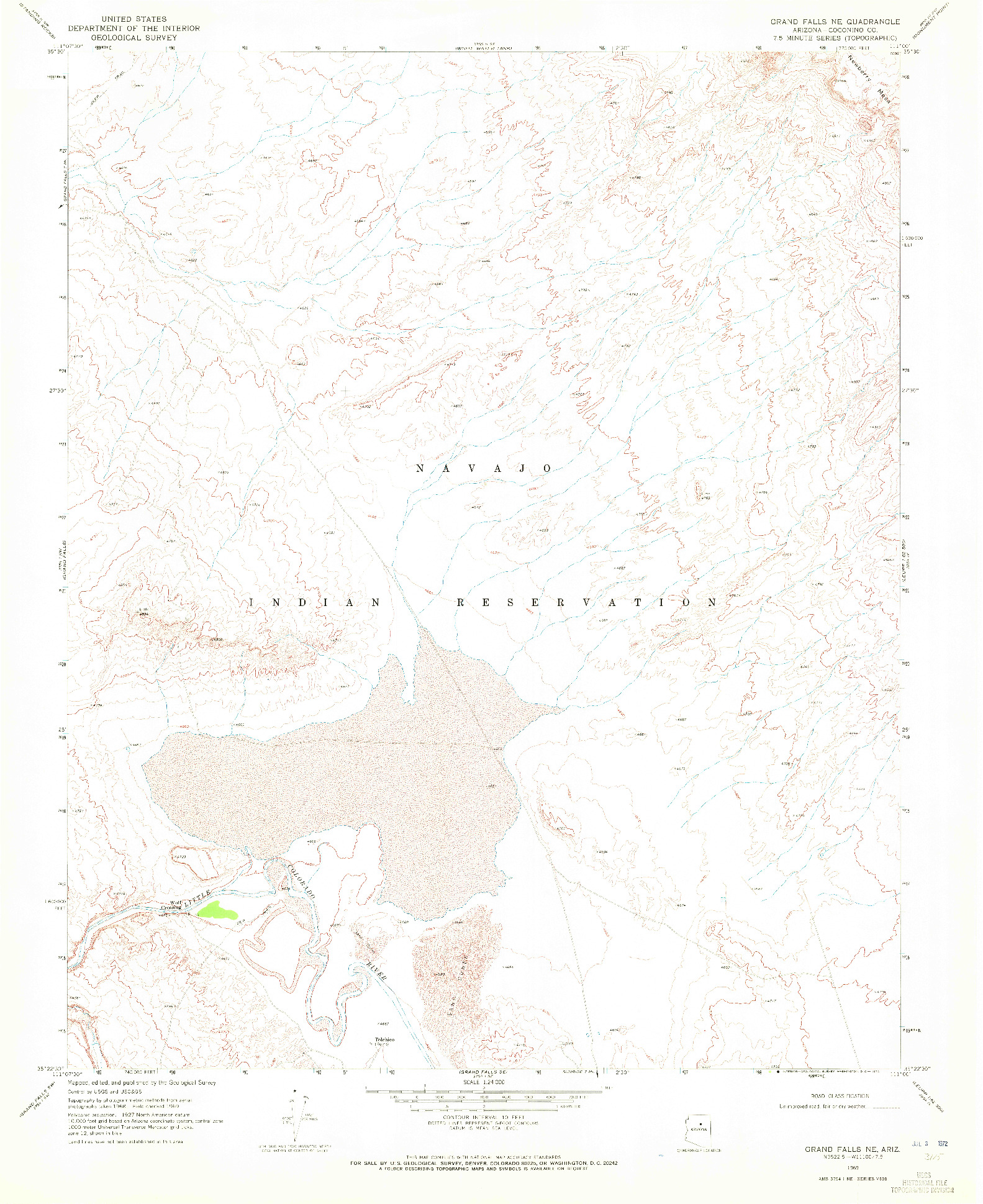 USGS 1:24000-SCALE QUADRANGLE FOR GRAND FALLS NE, AZ 1969