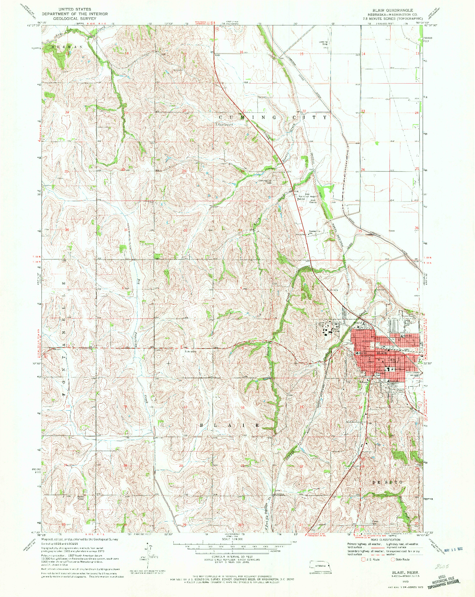 USGS 1:24000-SCALE QUADRANGLE FOR BLAIR, NE 1970